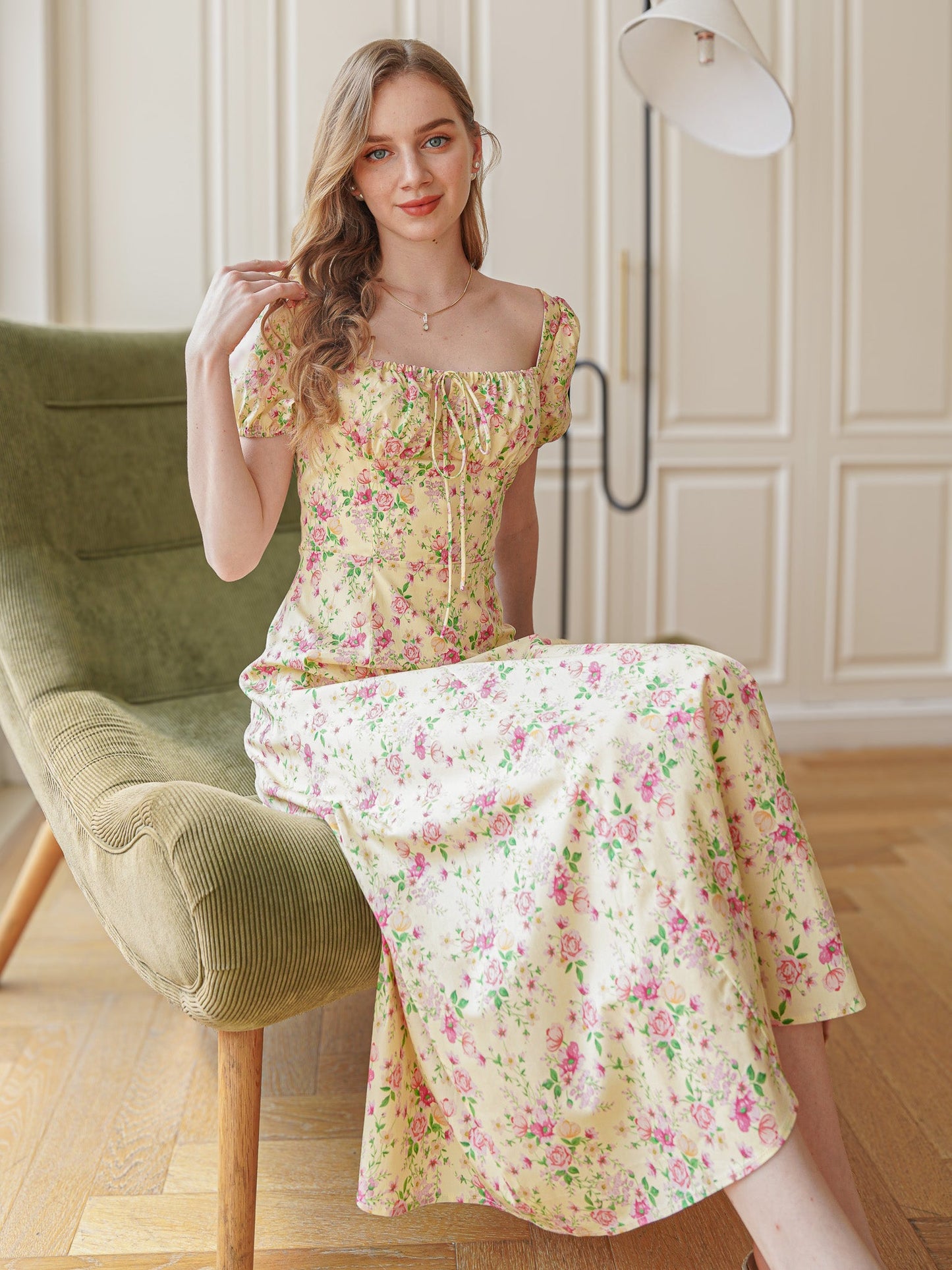 Vintage Garden Party Midi Dress (2S-2M-2L)