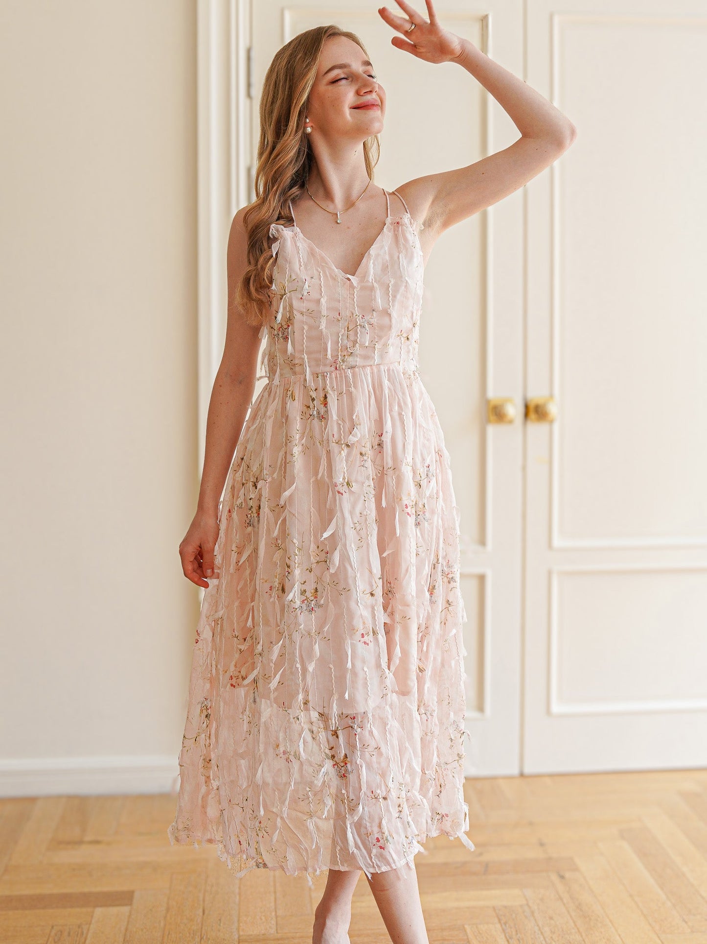 Whimsical Blush Tulle Midi Dress (2S-2M-2L)