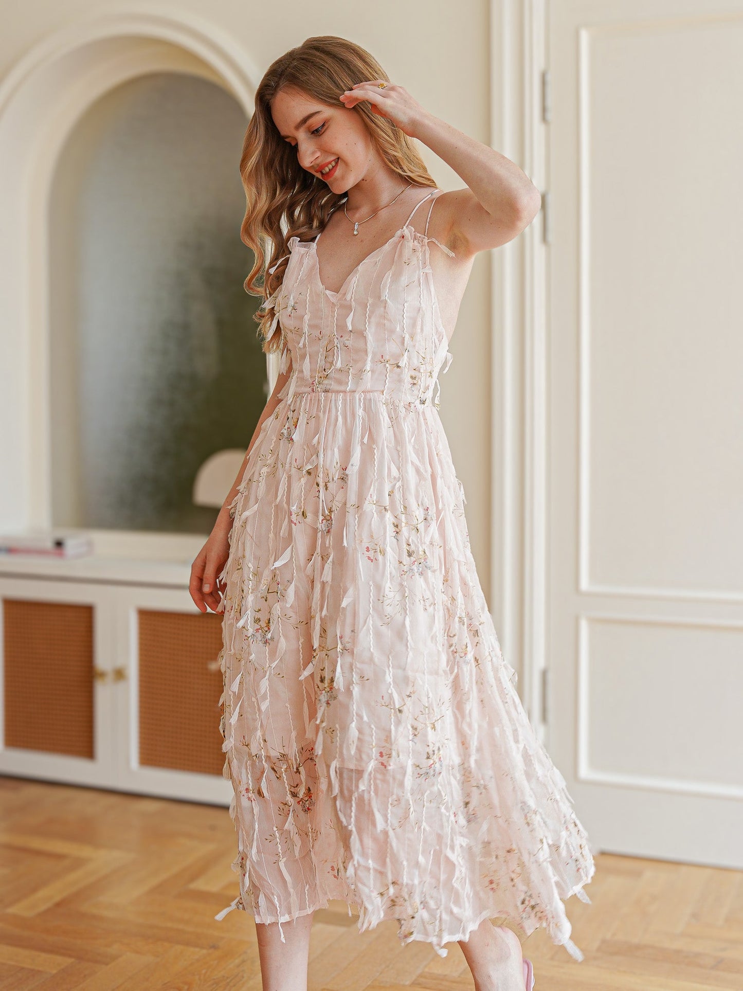 Whimsical Blush Tulle Midi Dress (2S-2M-2L)