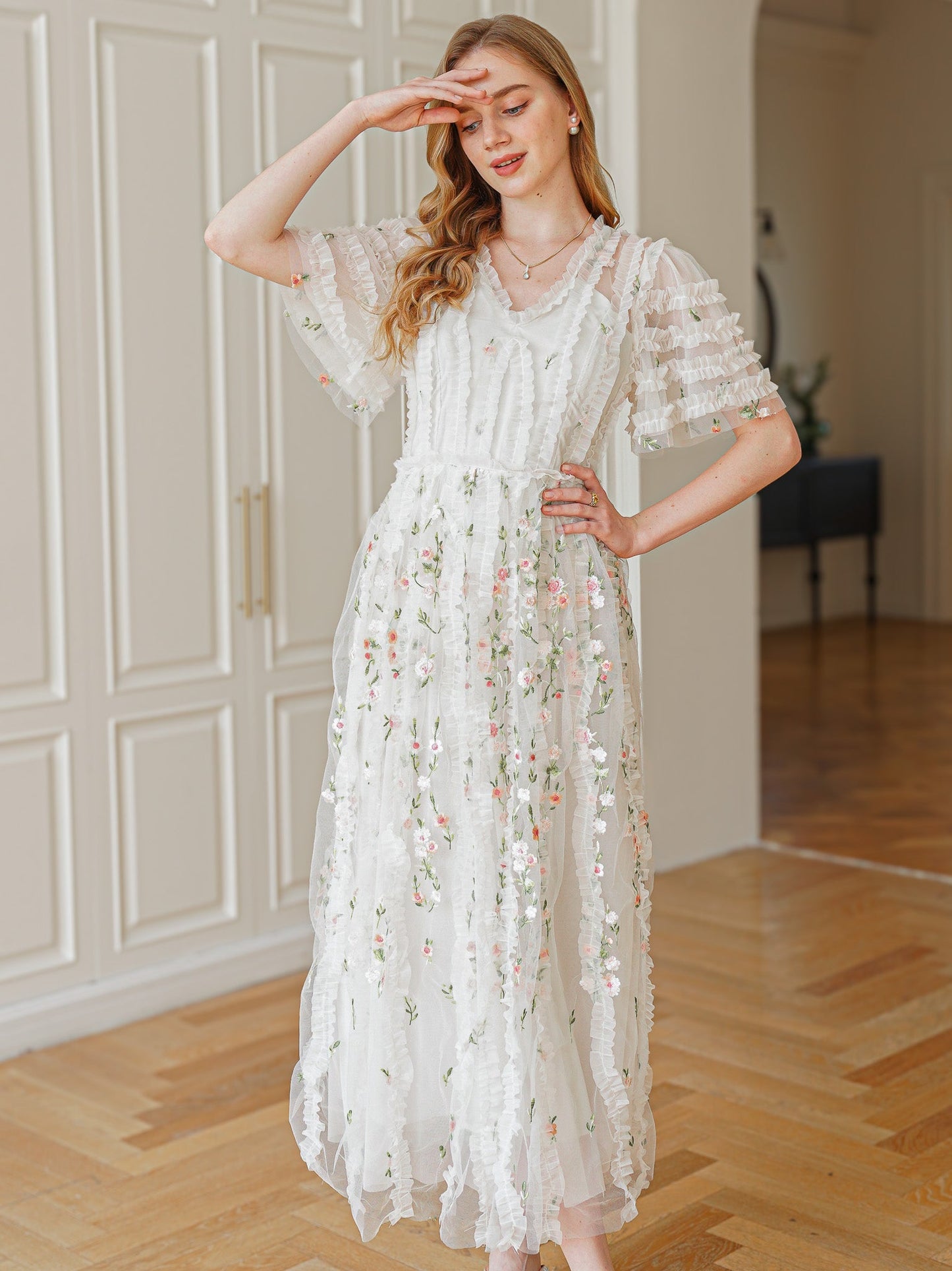 Dreamy Garden Embroidered Midi Dress (2S-2M-2L)