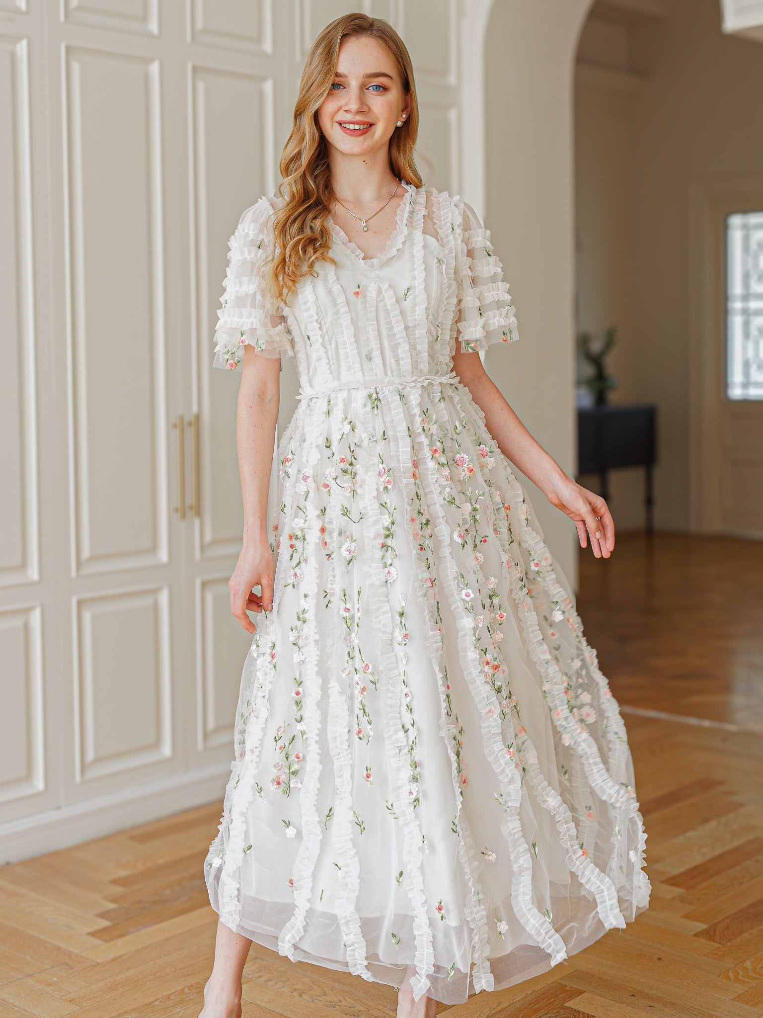 RP2348 - Dreamy Garden Embroidered Midi Dress (2S-2M-2L)