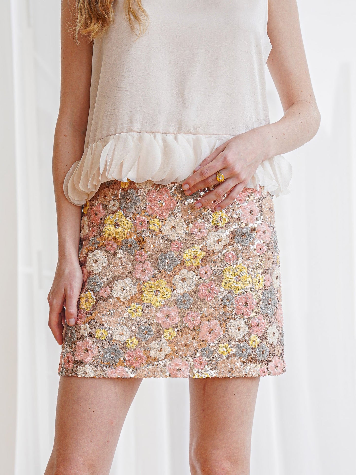 Blossoming Sequin Mini Skirt (2S-2M-2L)