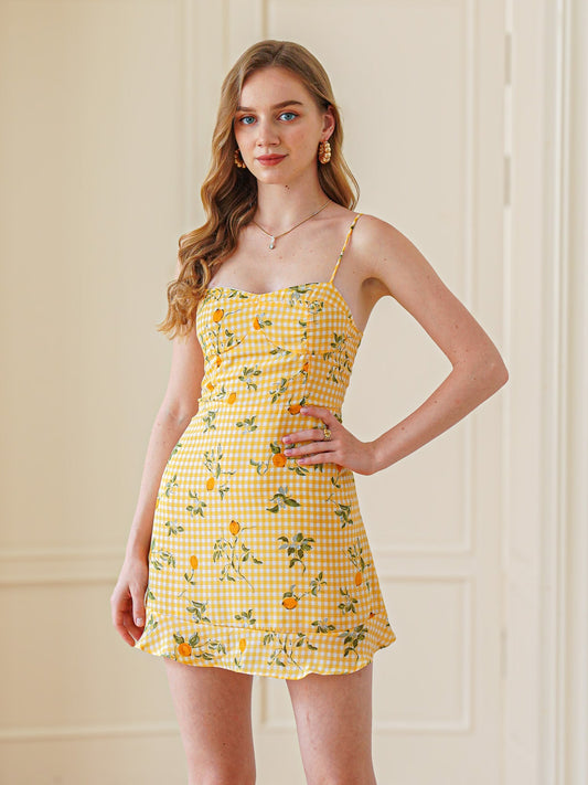 Sunny Lemon Gingham Summer Dress (2S-2M-2L)