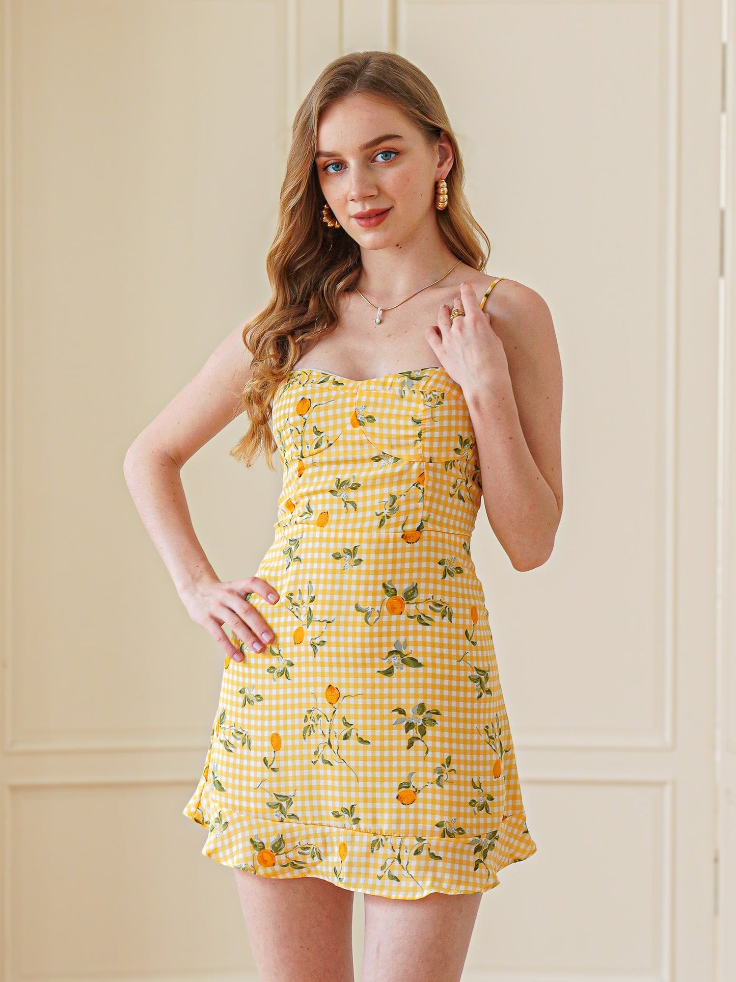 Sunny Lemon Gingham Summer Dress (2S-2M-2L)