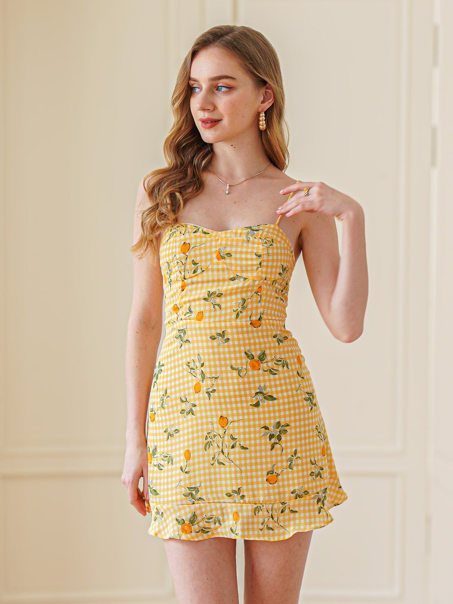 Sunny Lemon Gingham Summer Dress (2S-2M-2L)