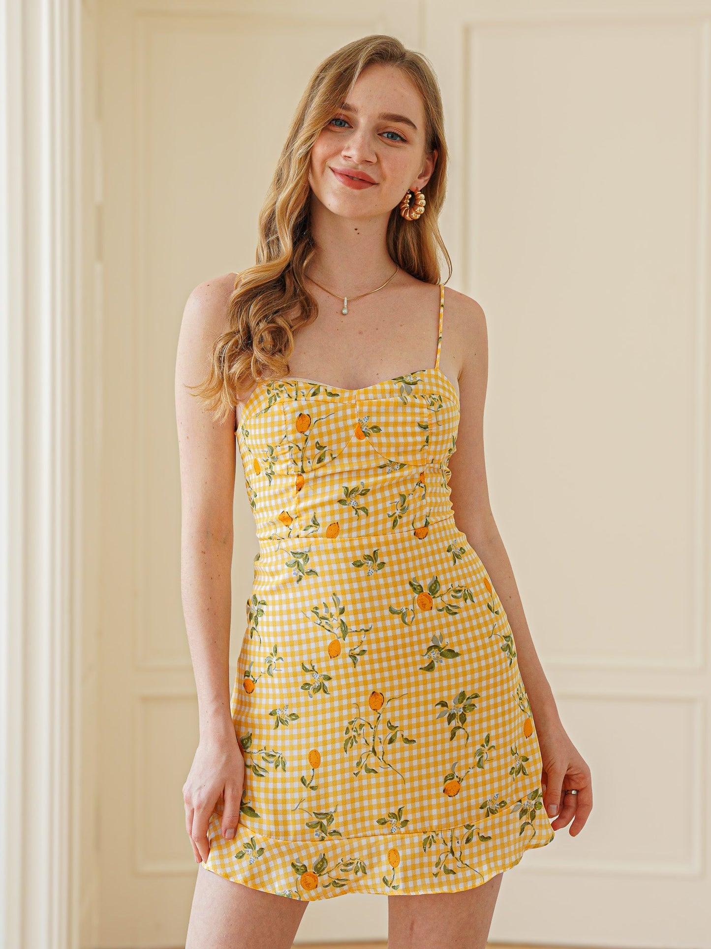 Sunny Lemon Gingham Summer Dress (2S-2M-2L)