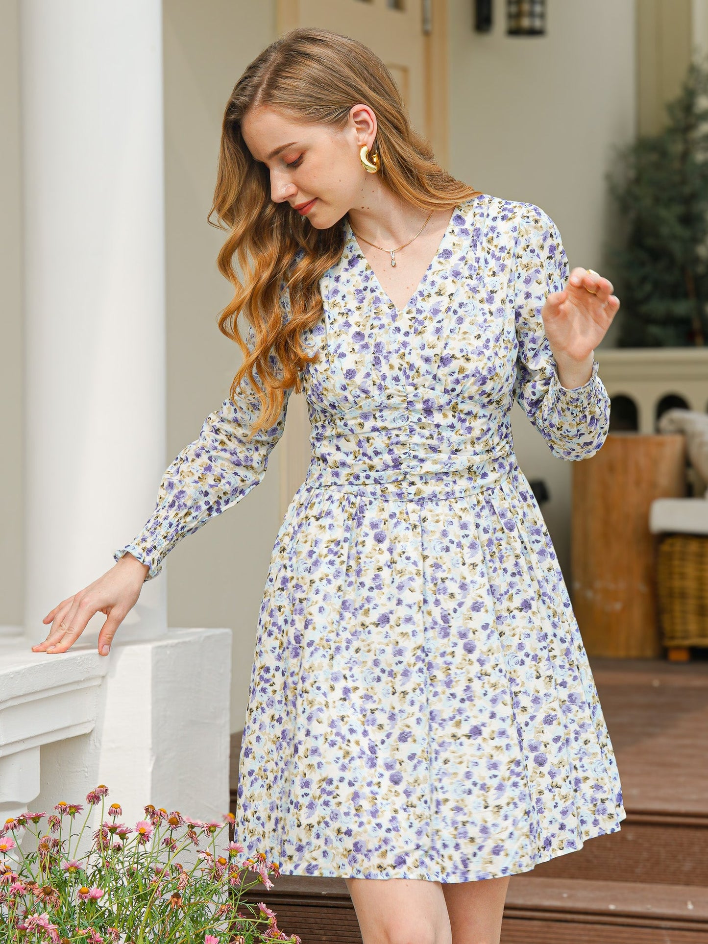 Spring Breeze Floral Wrap Dress (2S-2M-2L)