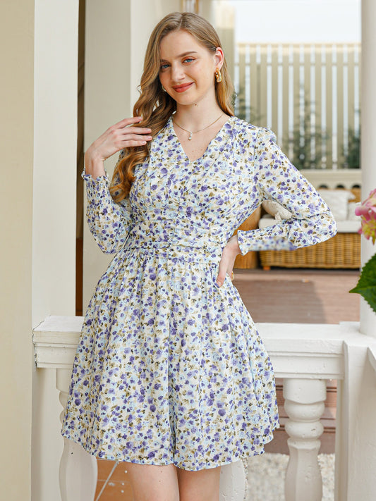 Spring Breeze Floral Wrap Dress (2S-2M-2L)