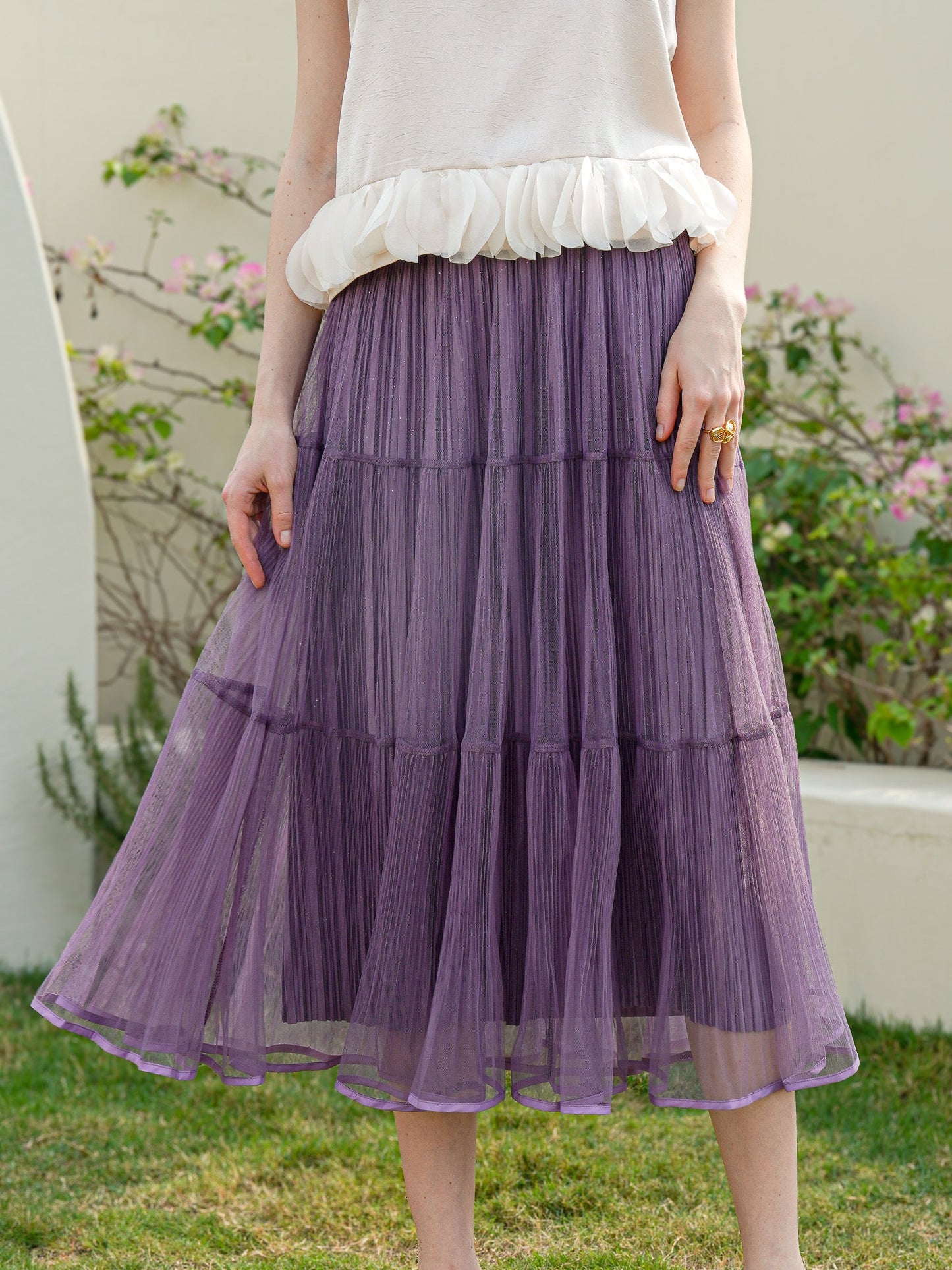 Sparkling Lavender Dream Tulle Midi Skirt (2S-2M-2L)