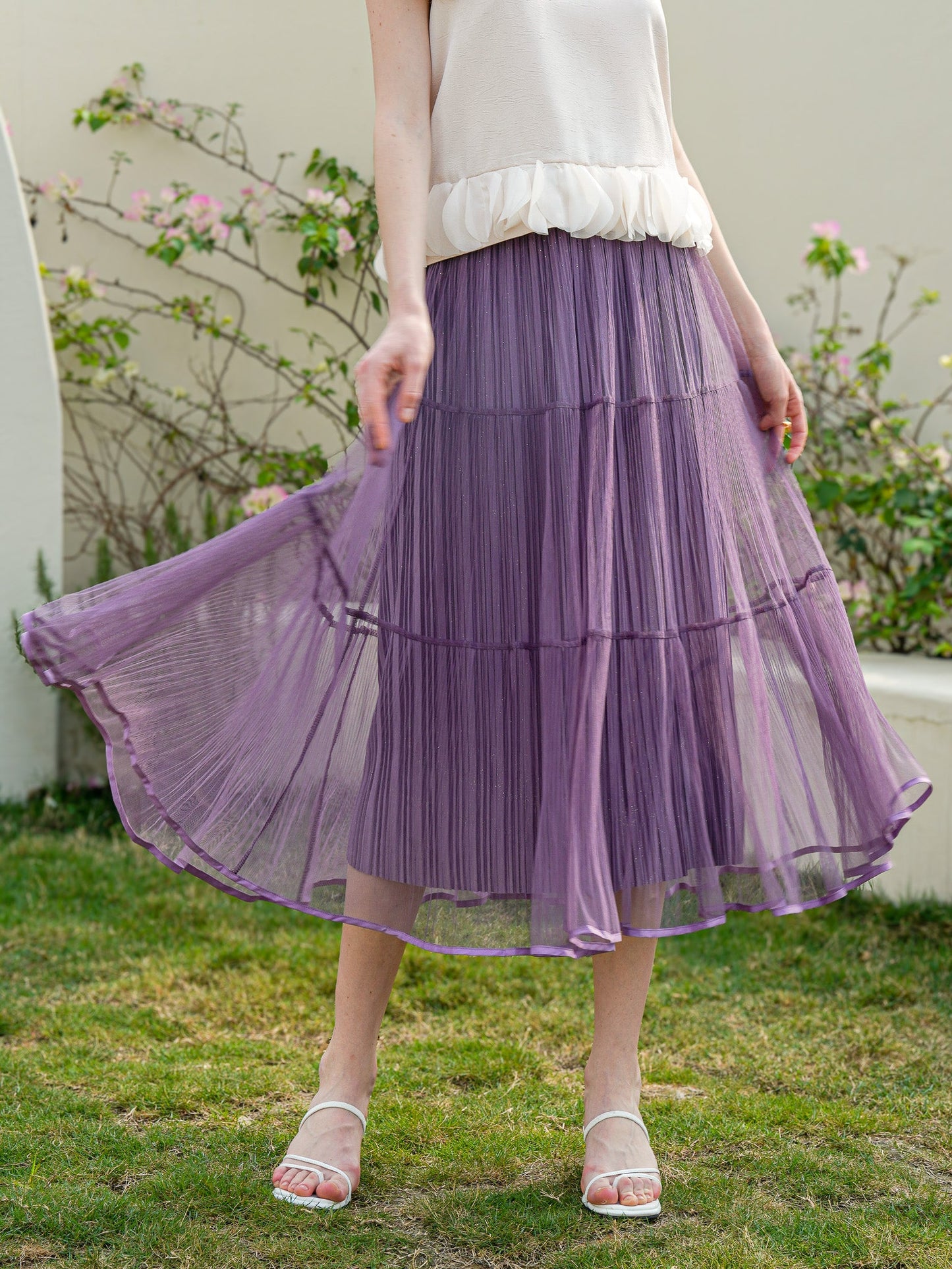 Sparkling Lavender Dream Tulle Midi Skirt (2S-2M-2L)