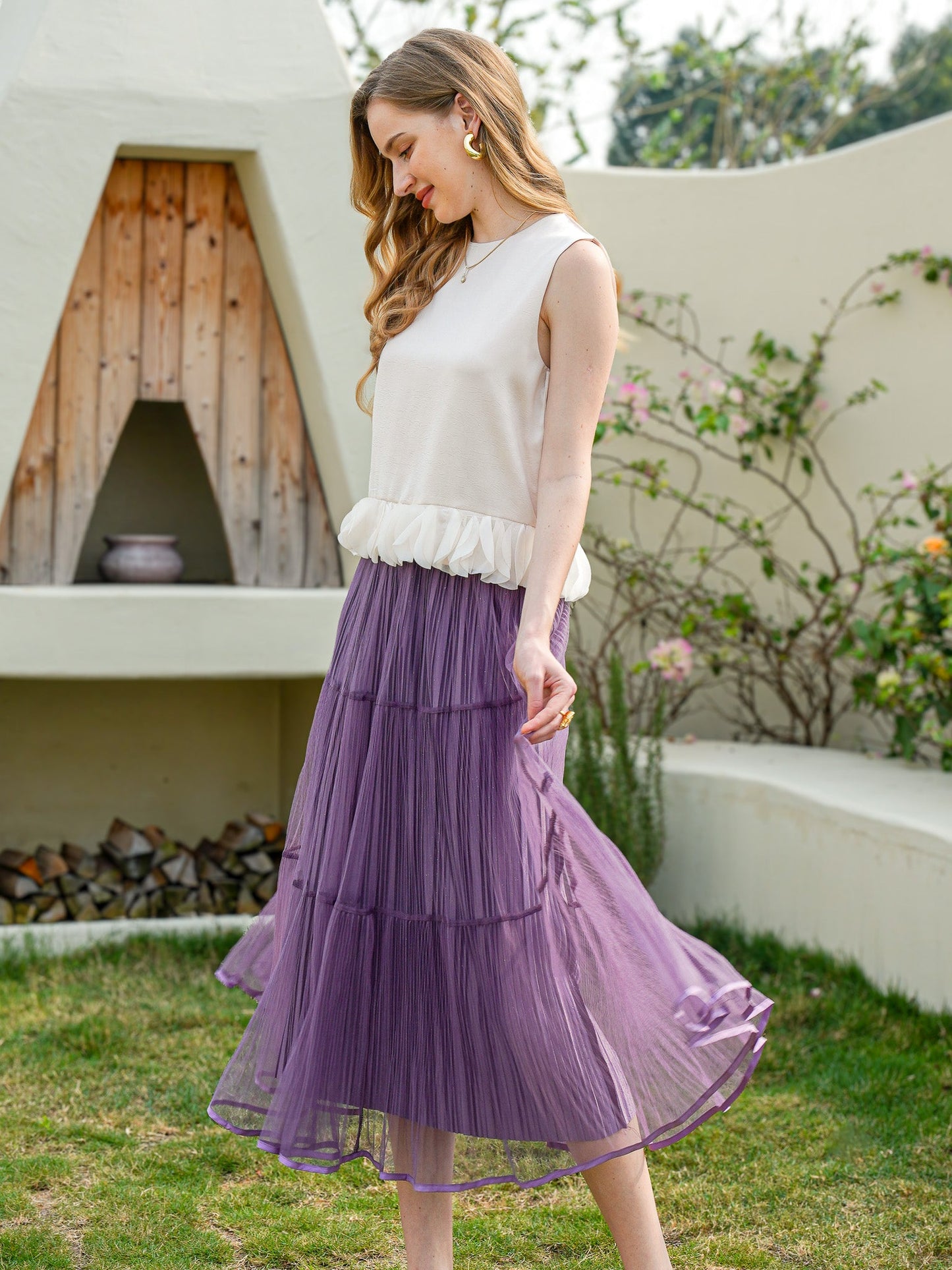 Sparkling Lavender Dream Tulle Midi Skirt (2S-2M-2L)