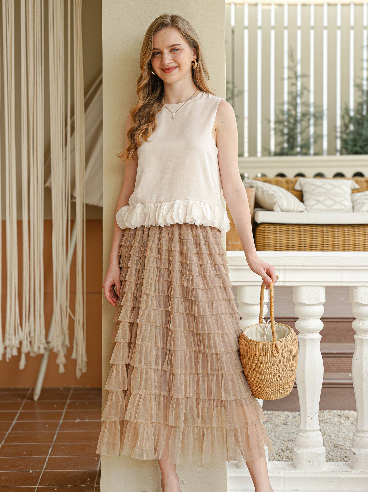 Ethereal Tulle Layered Midi Skirt