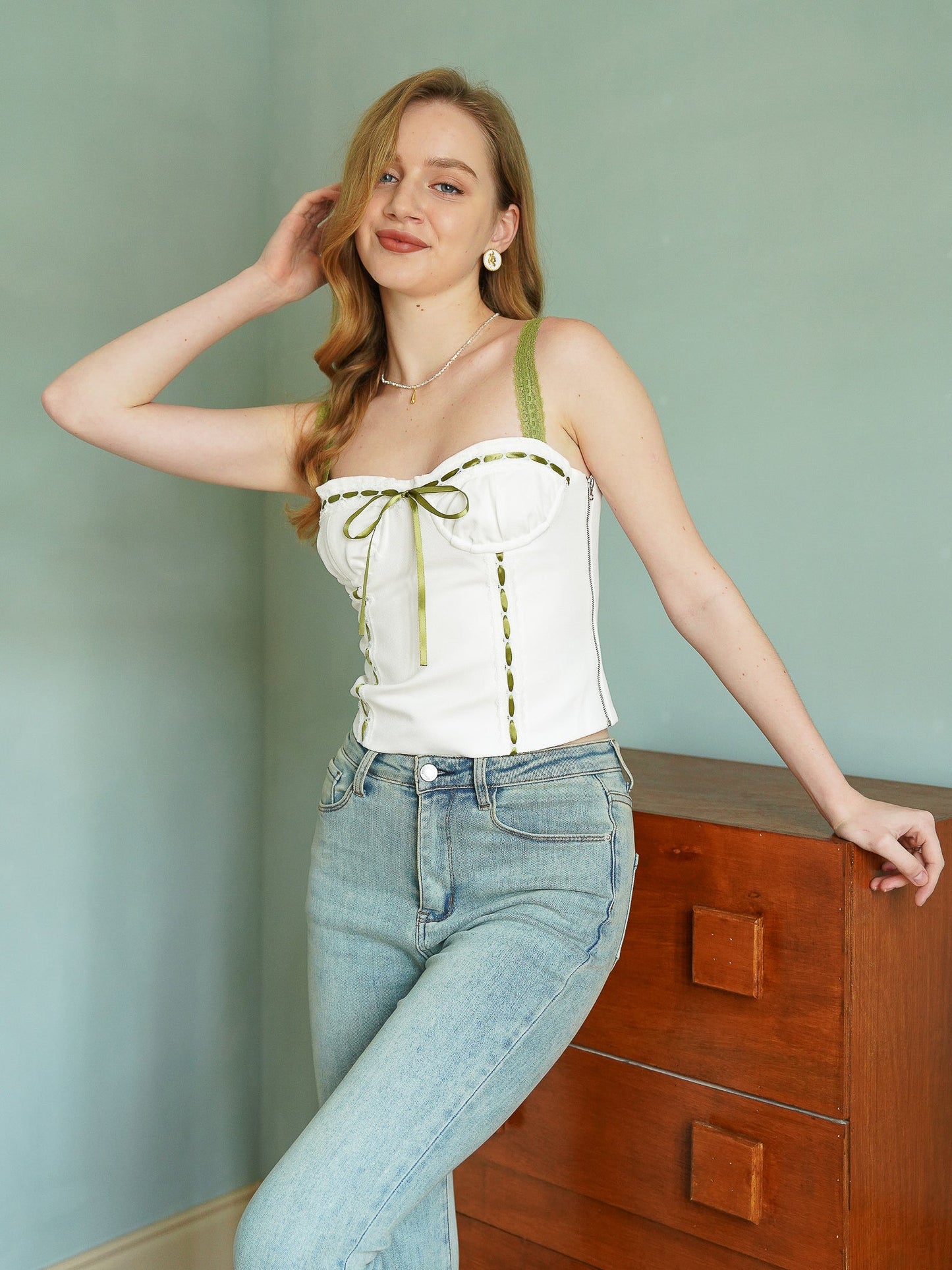 Satin Ribbon Corset Top (2S-2M-2L)