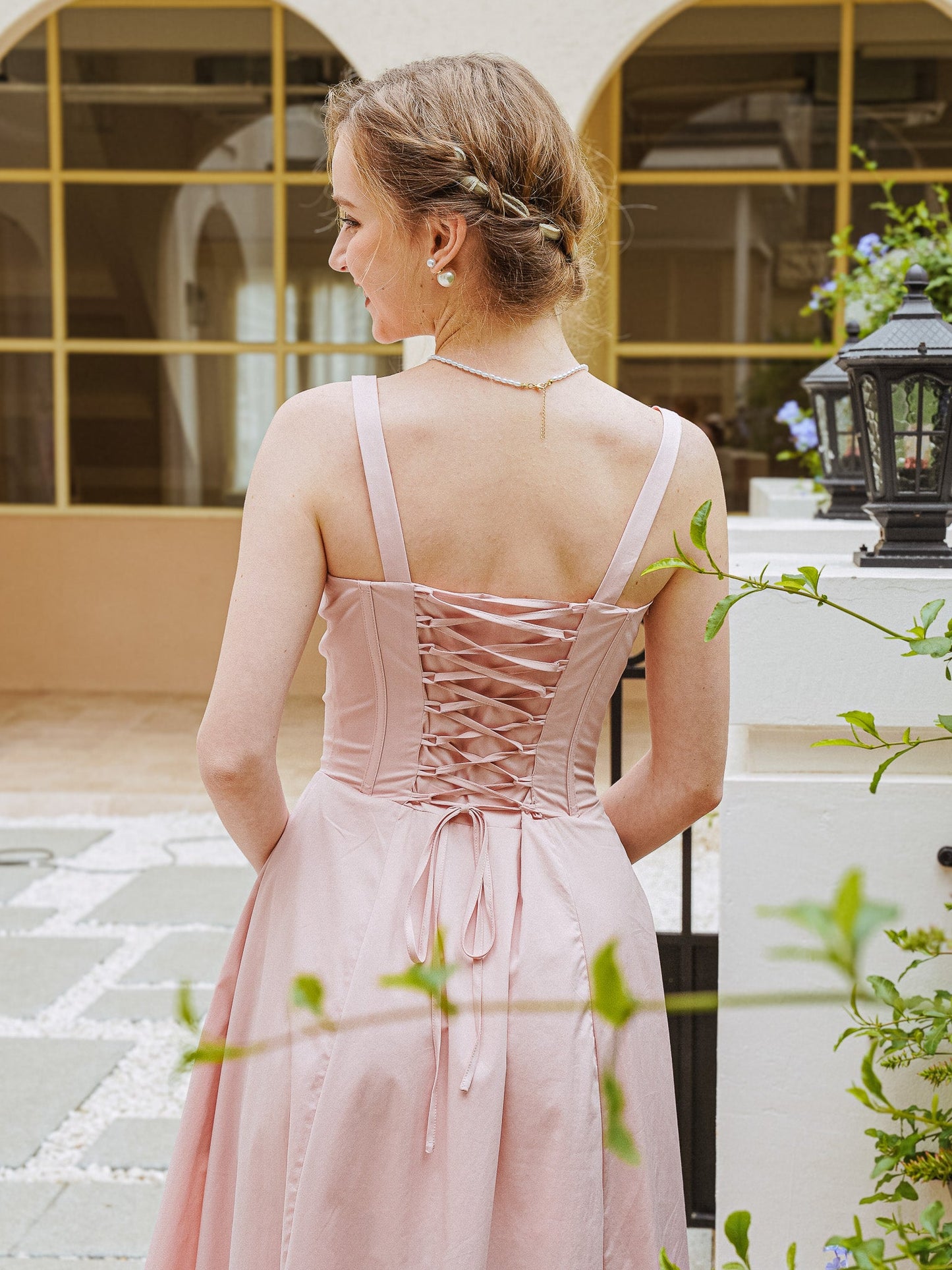 Blush Pink Ruched Bodice Midi Dress (2S-2M-2L)