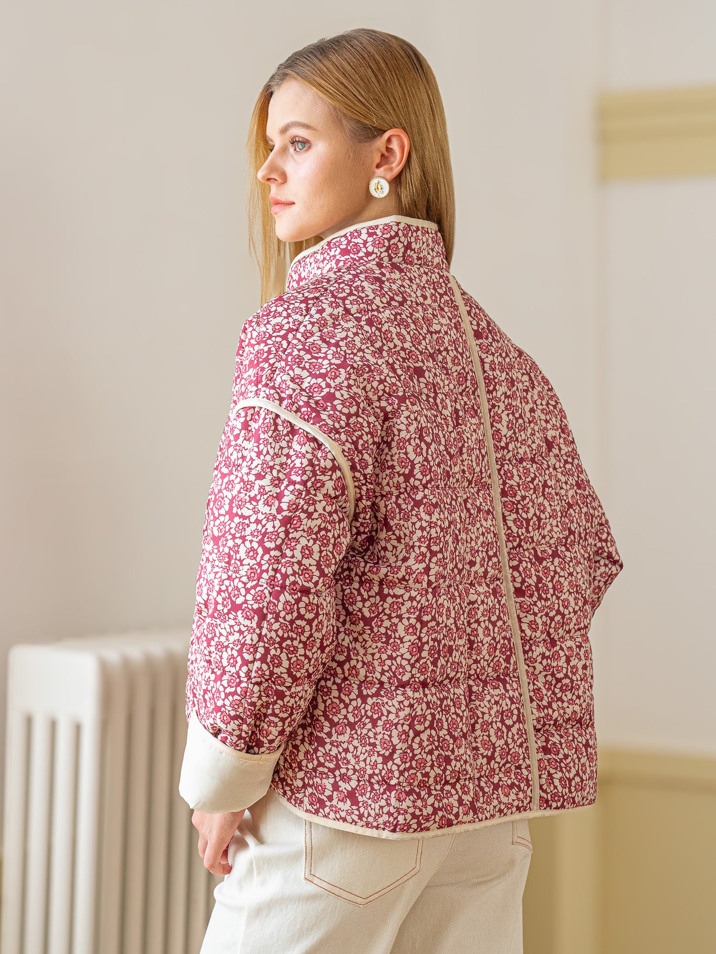 Retro Floral Puffer Jacket (2S-2M-2L)