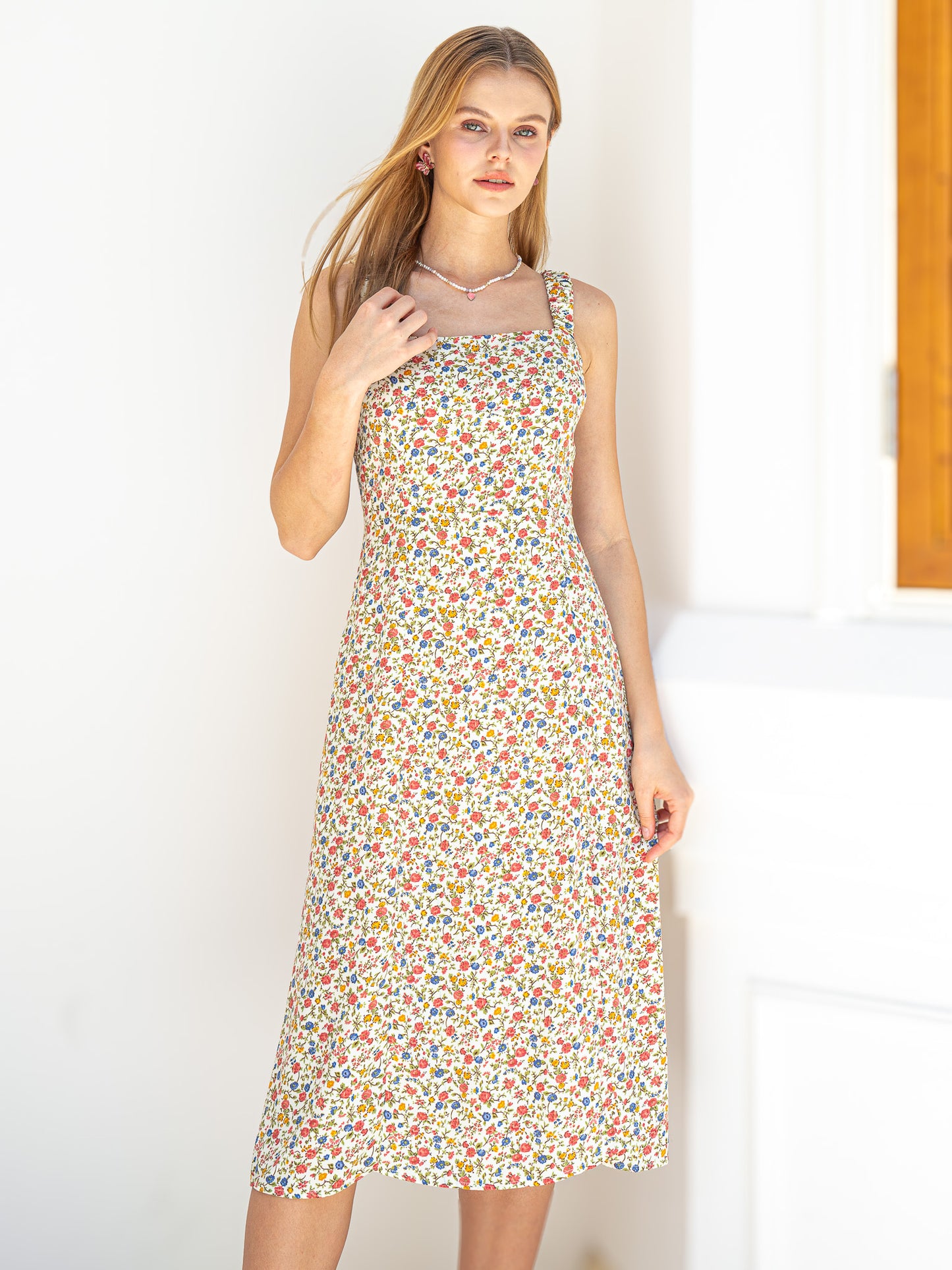 Vintage Floral Sleeveless Midi Dress (2S-2M-2L)