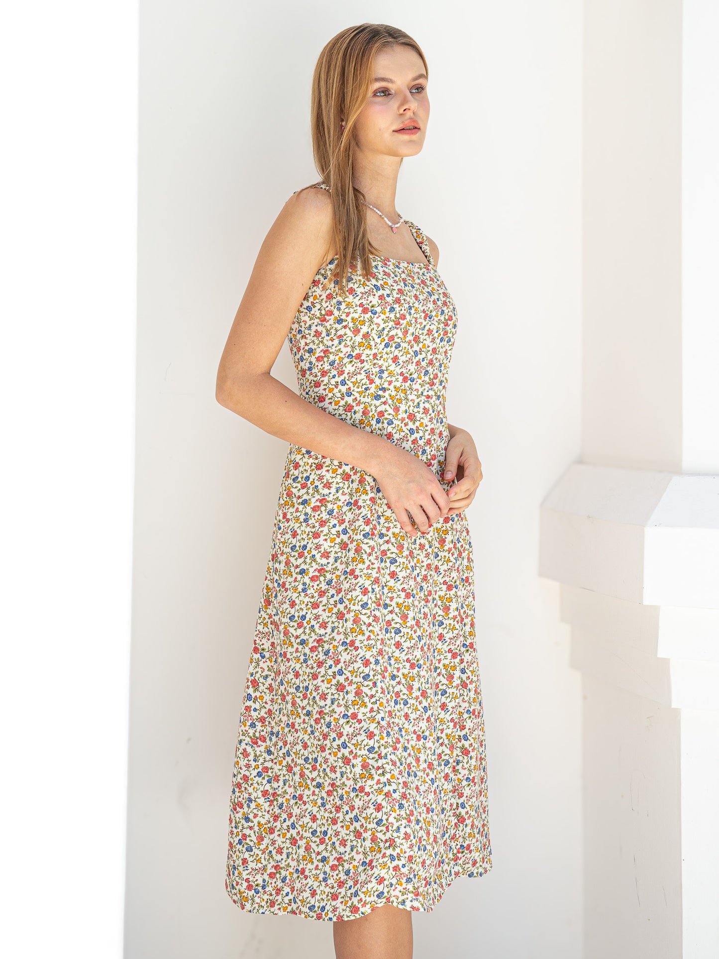 Vintage Floral Sleeveless Midi Dress (2S-2M-2L)