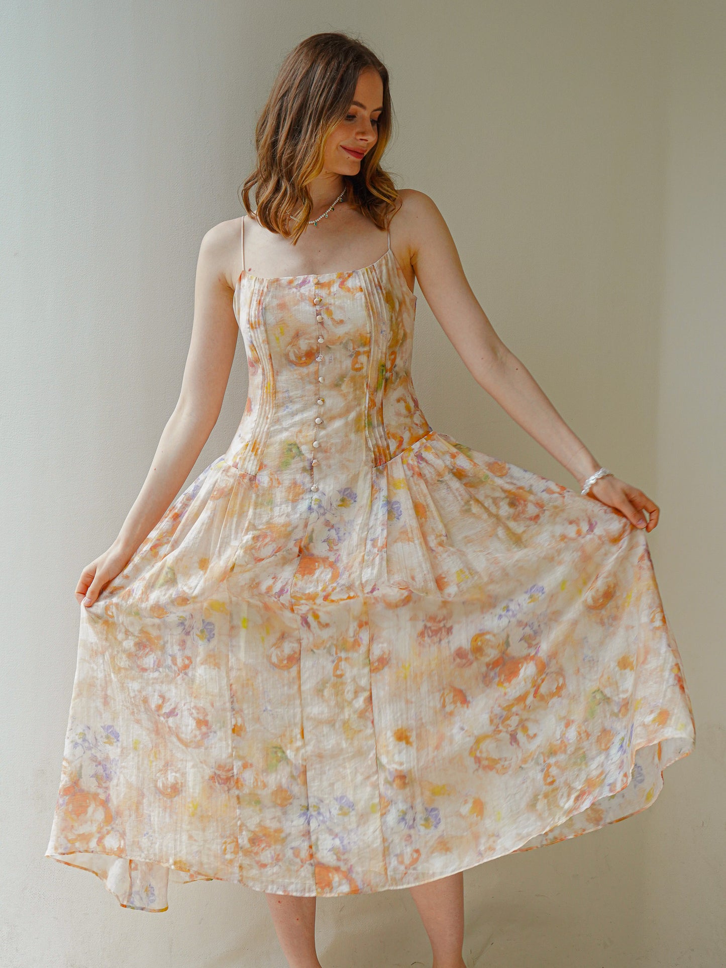 Whimsical Watercolor Midi Sundress (2S-2M-2L)