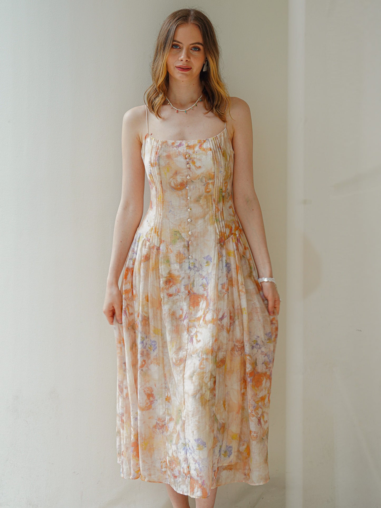 Whimsical Watercolor Midi Sundress (2S-2M-2L)