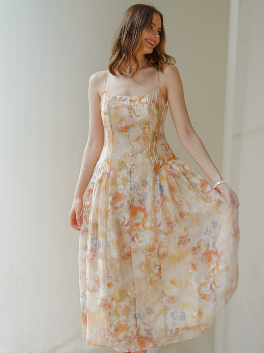 Whimsical Watercolor Midi Sundress (2S-2M-2L)