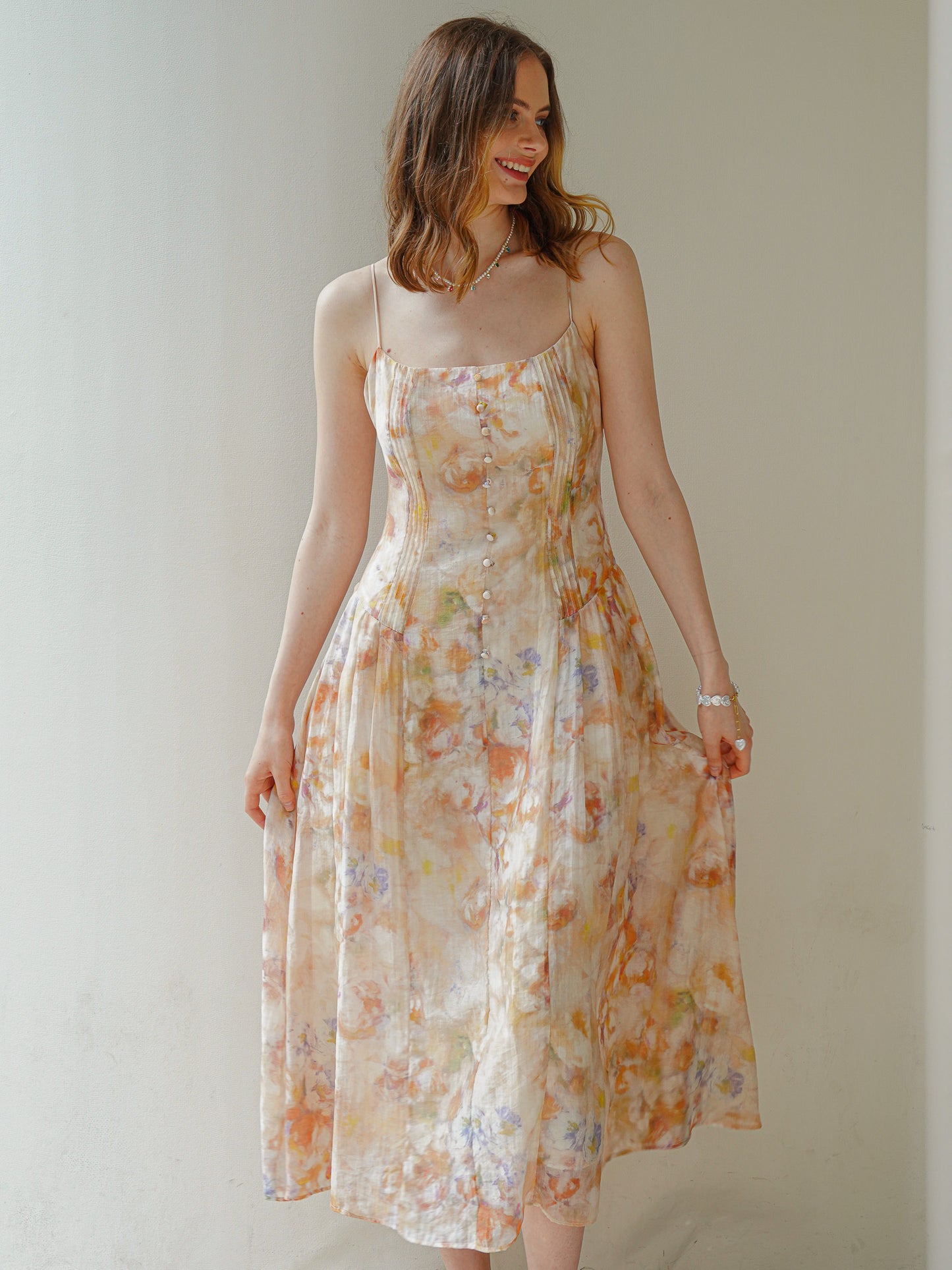 Whimsical Watercolor Midi Sundress (2S-2M-2L)