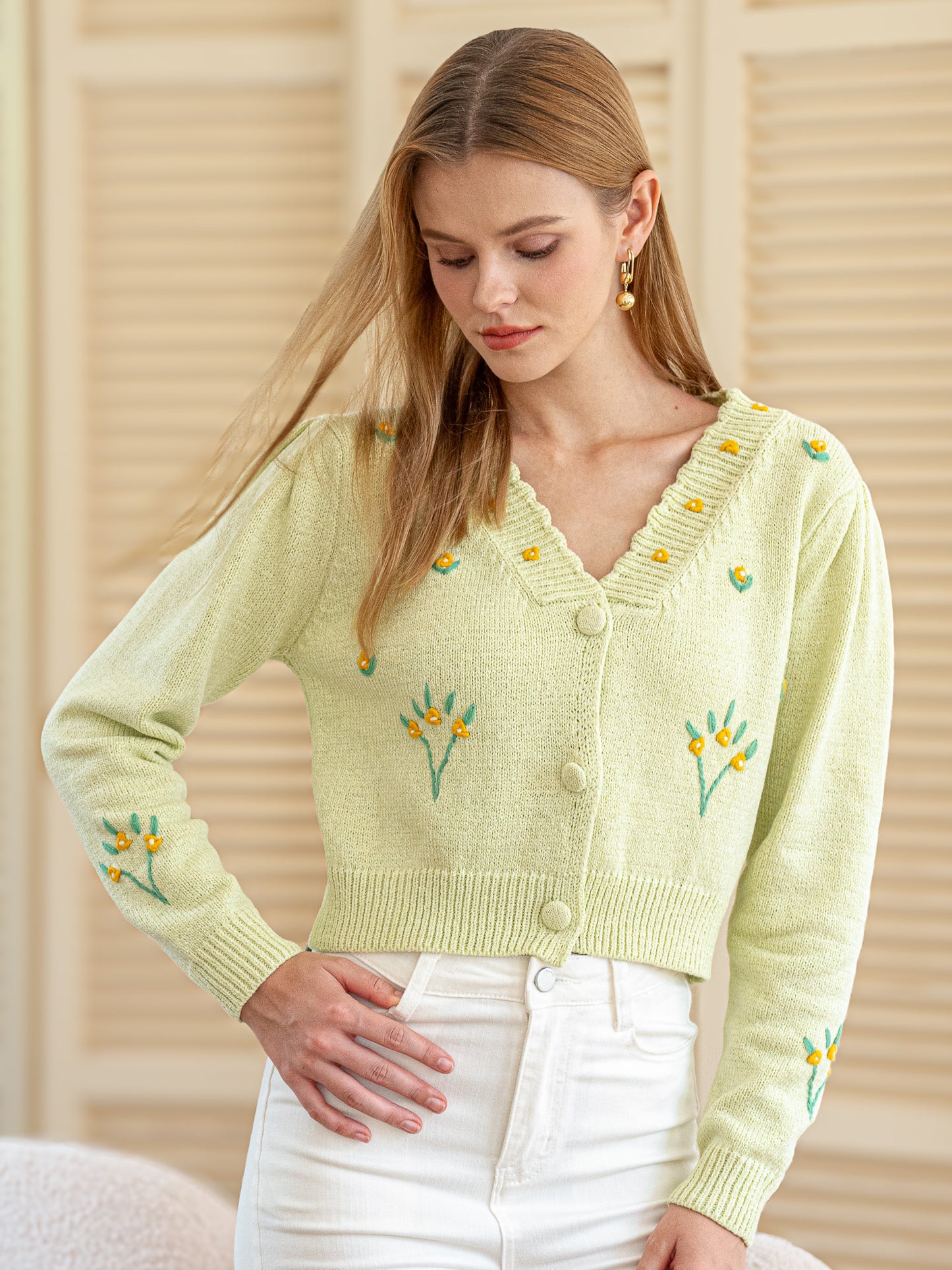 Sunny Blooms Embroidered Cardigan (2S-2M-2L)