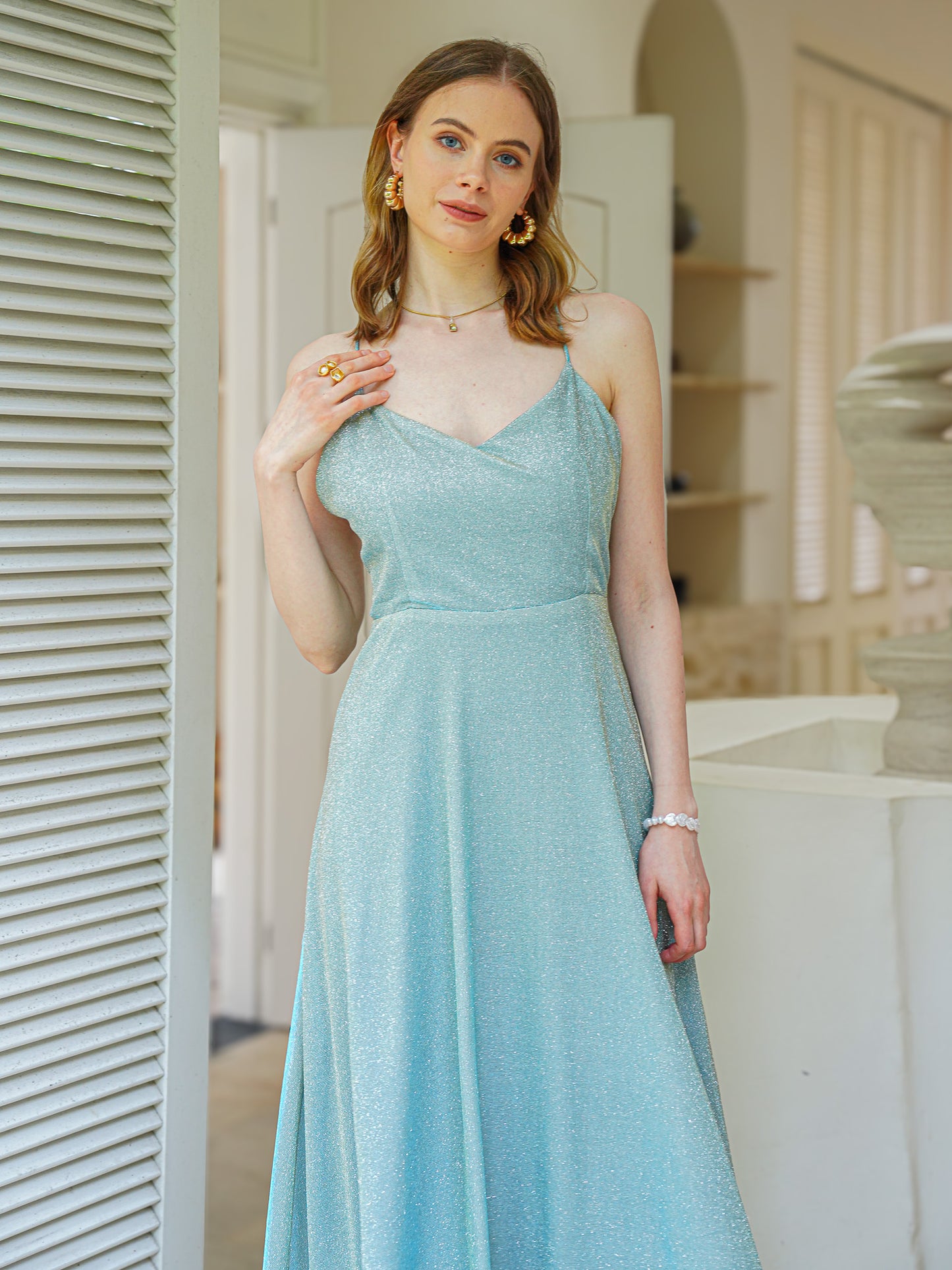 Glittery Oceanic Blue Dress (2S-2M-2L)