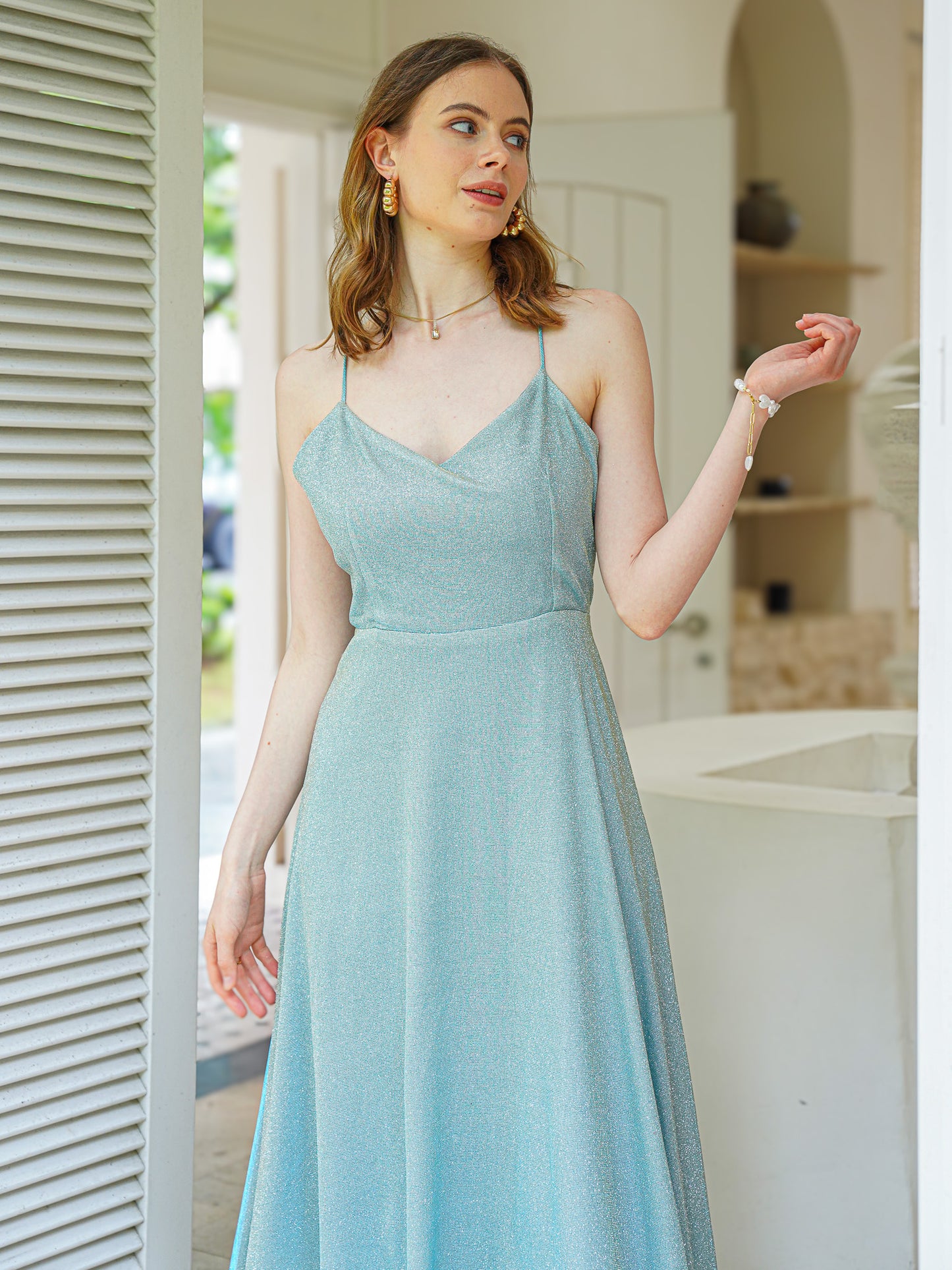 Glittery Oceanic Blue Dress (2S-2M-2L)