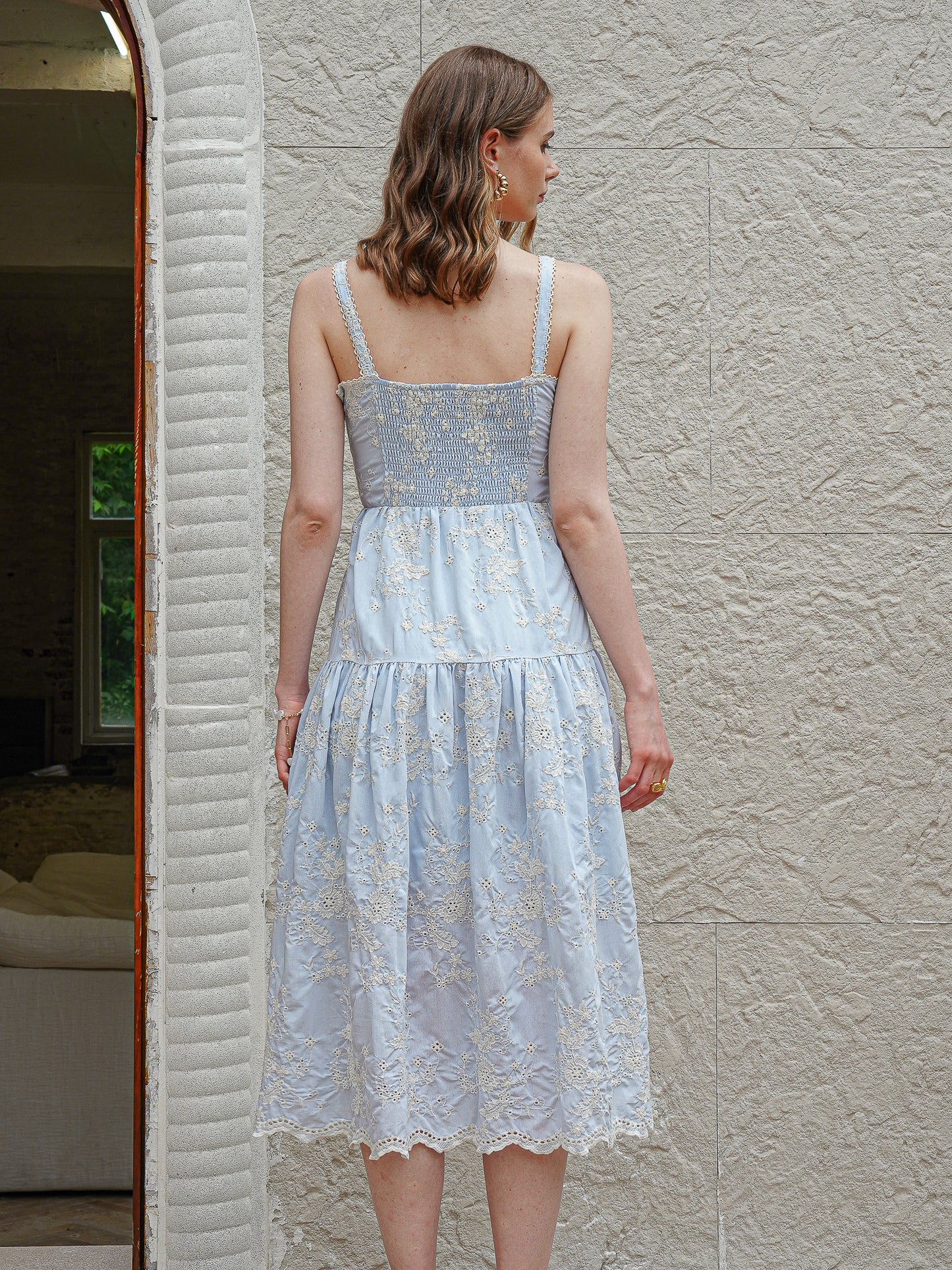 Soft Blue Embroidery Romantic Dress (2S-2M-2L)