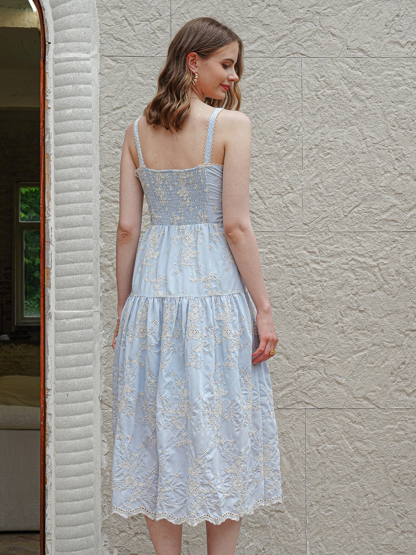 Soft Blue Embroidery Romantic Dress (2S-2M-2L)