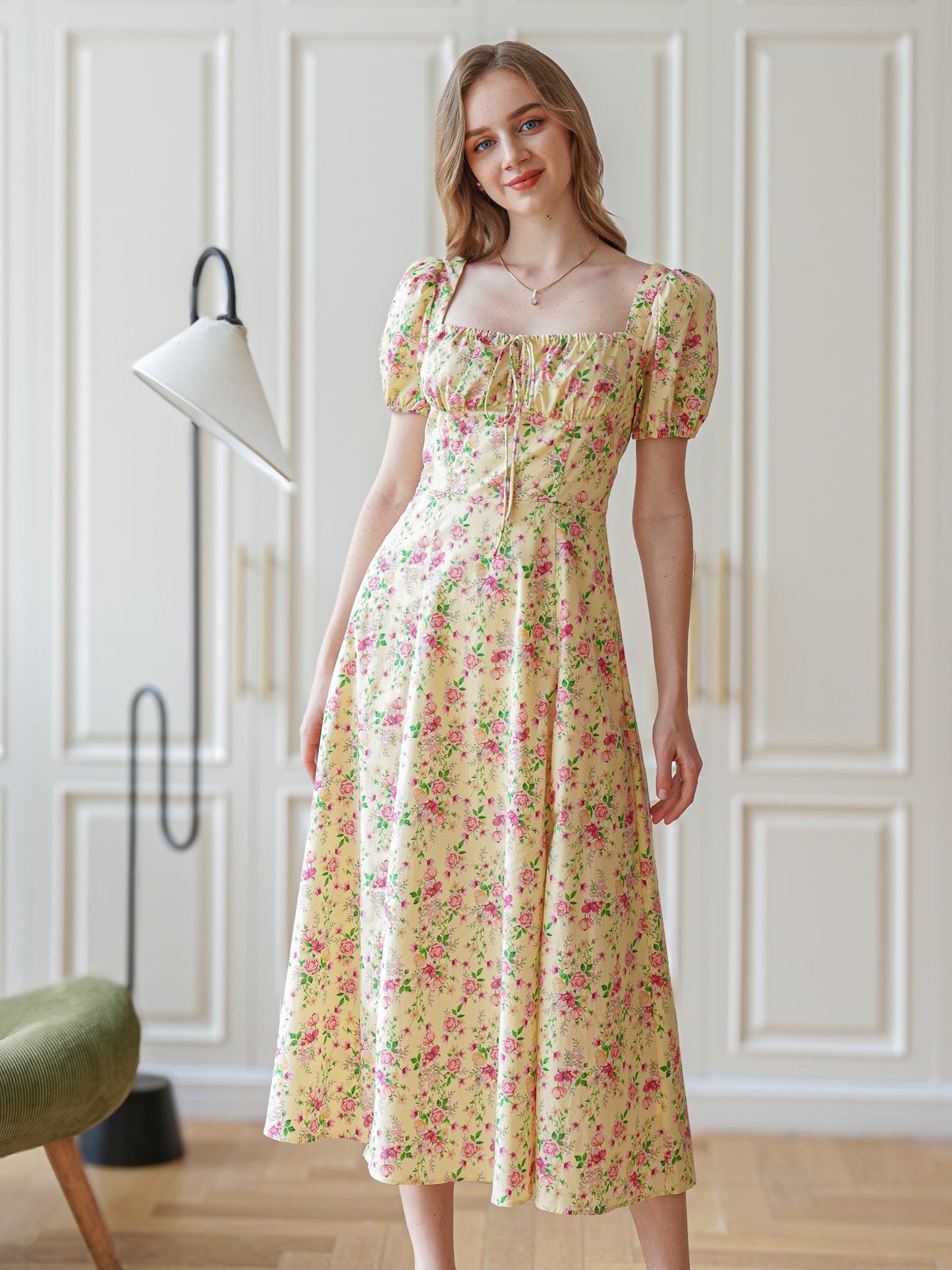 Vintage Garden Party Midi Dress (2S-2M-2L)