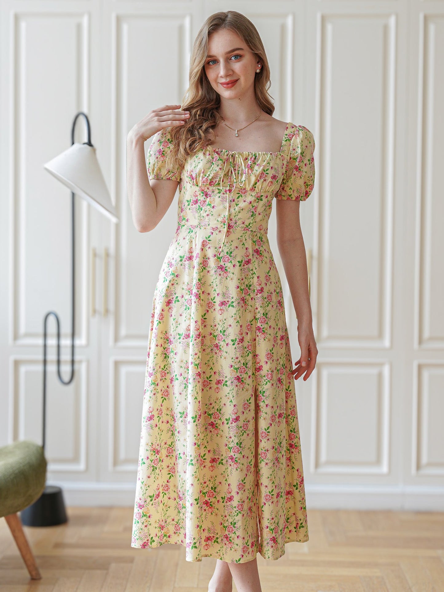 Vintage Garden Party Midi Dress (2S-2M-2L)