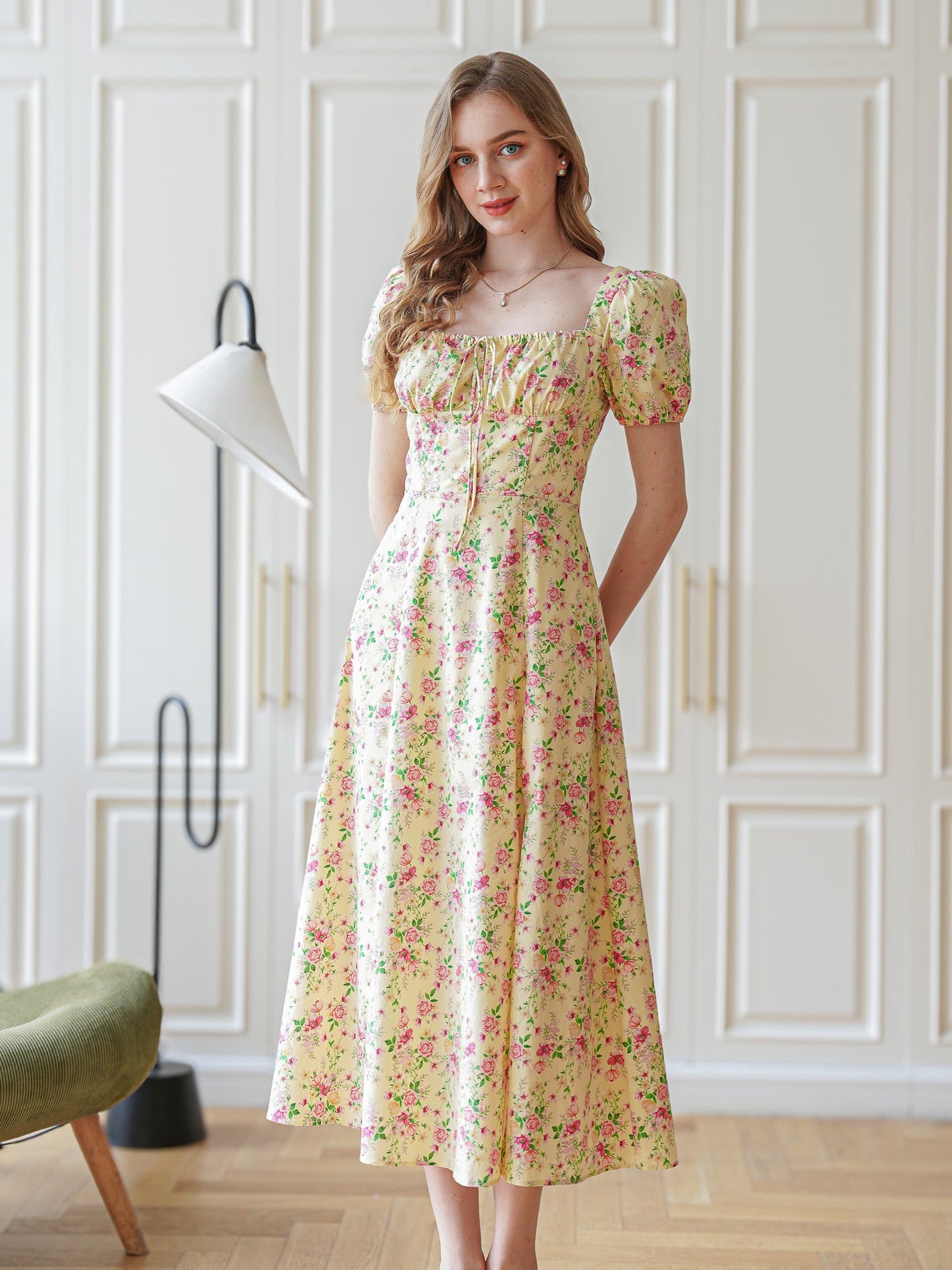 Vintage Garden Party Midi Dress (2S-2M-2L)