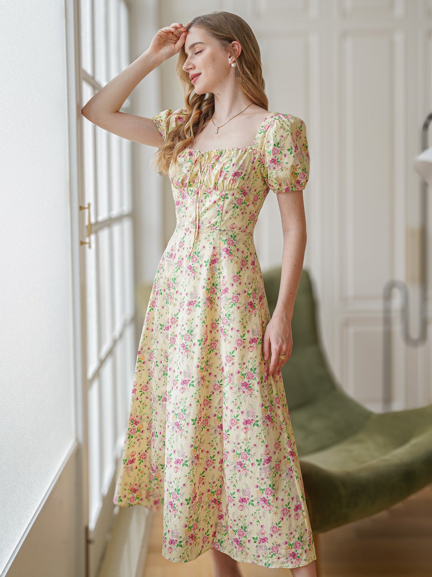 Vintage Garden Party Midi Dress (2S-2M-2L)