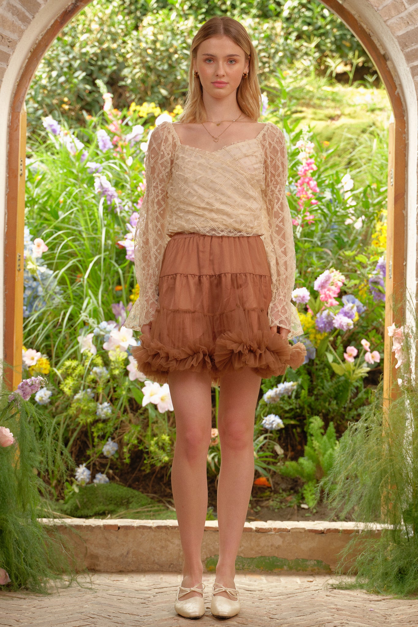 RP2739 - Tiered Tulle Brown Skirt (2S-2M-2L)