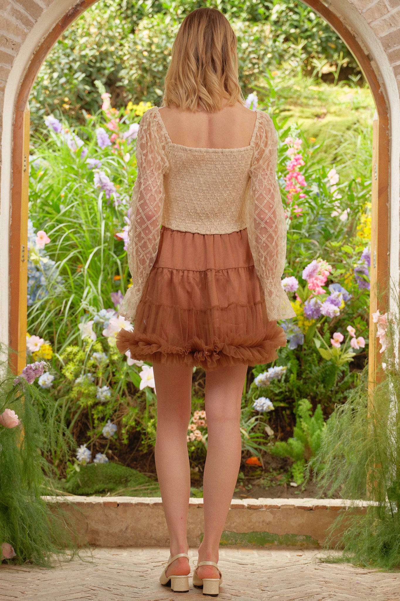 RP2739 - Tiered Tulle Brown Skirt (2S-2M-2L)