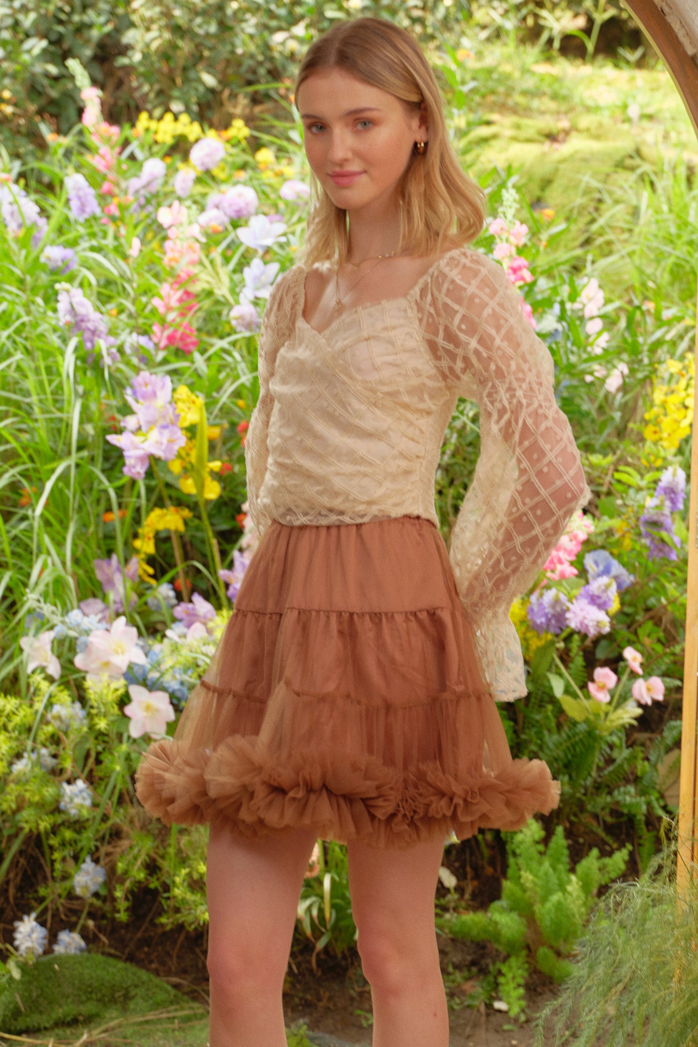 RP2739 - Tiered Tulle Brown Skirt (2S-2M-2L)