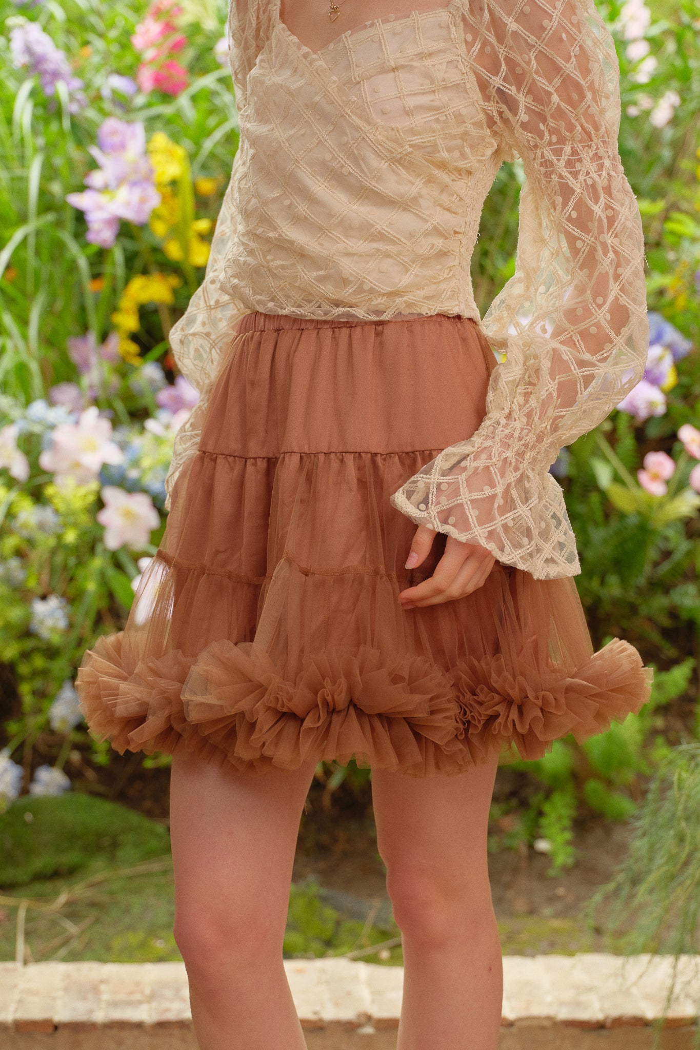 RP2739 - Tiered Tulle Brown Skirt (2S-2M-2L)