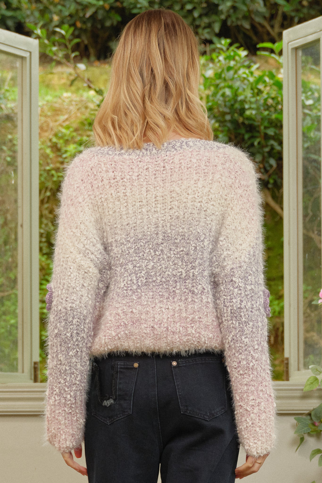 Fuzzy Ombre Knit with 3D Florals (2S-2M-2L)