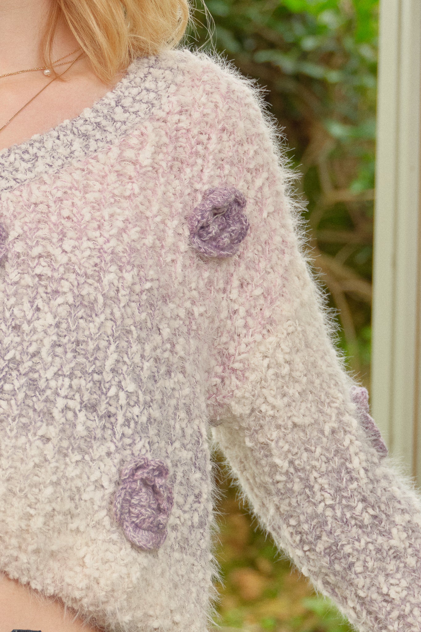 Fuzzy Ombre Knit with 3D Florals (2S-2M-2L)