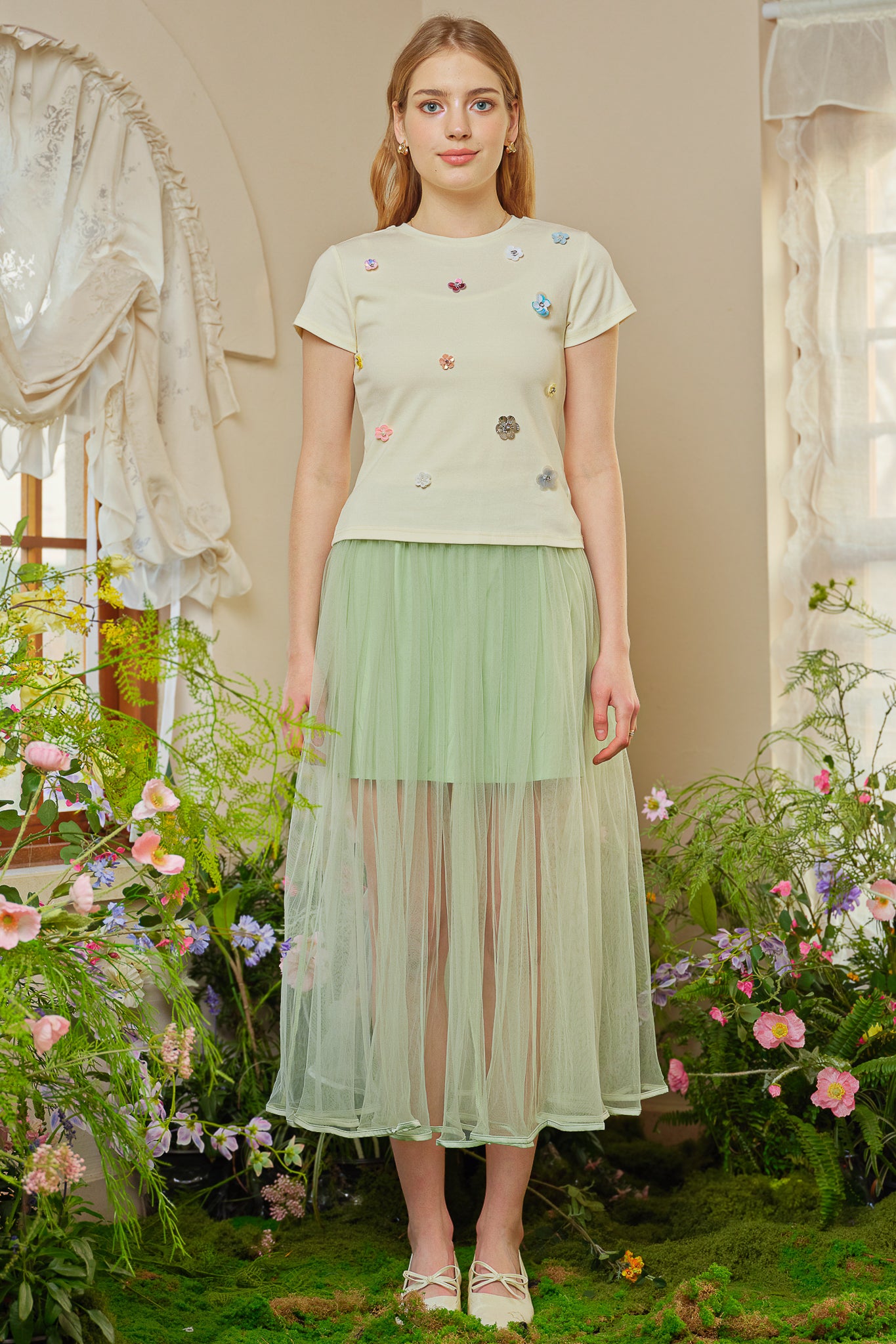 RP2753 - Sheer Mint Maxi Skirt (2S-2M-2L)