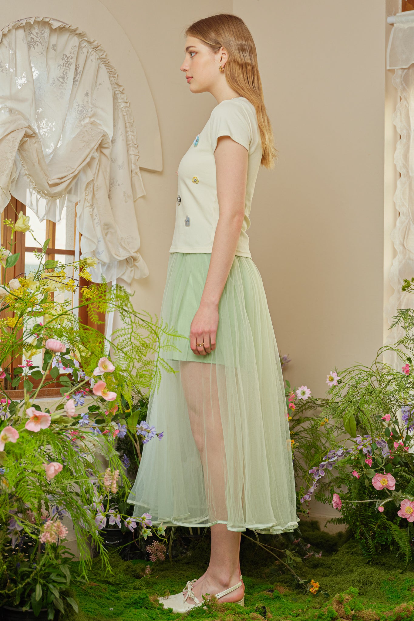 RP2753 - Sheer Mint Maxi Skirt (2S-2M-2L)