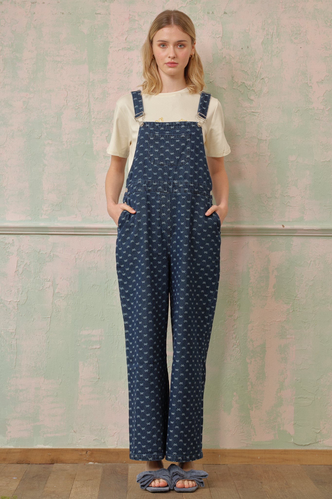 RP2668 - Bow-Patterned Denim Overalls (2S-2M-2L)