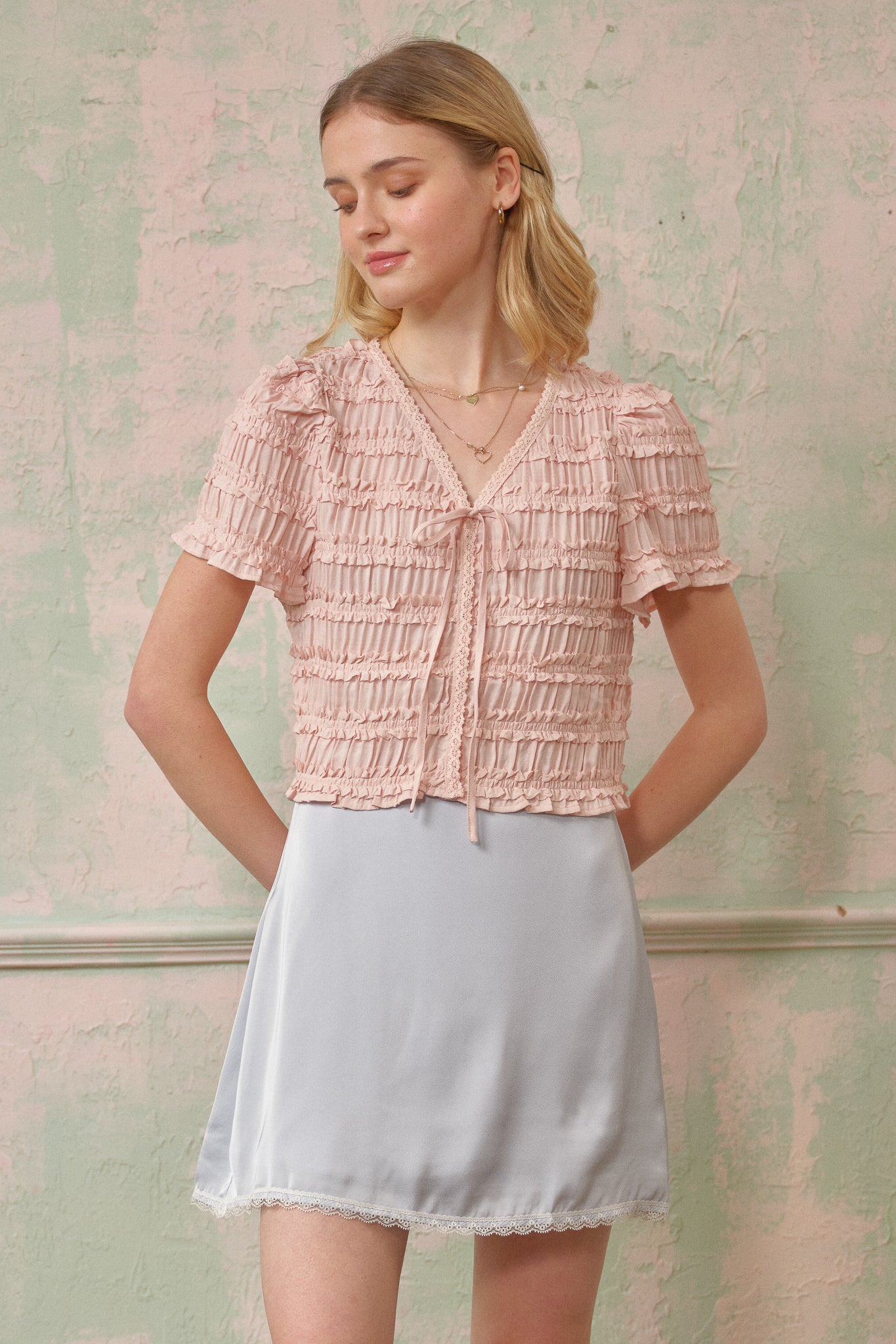 RP2690 - Soft Blush Textured Crop Top (2S-2M-2L)