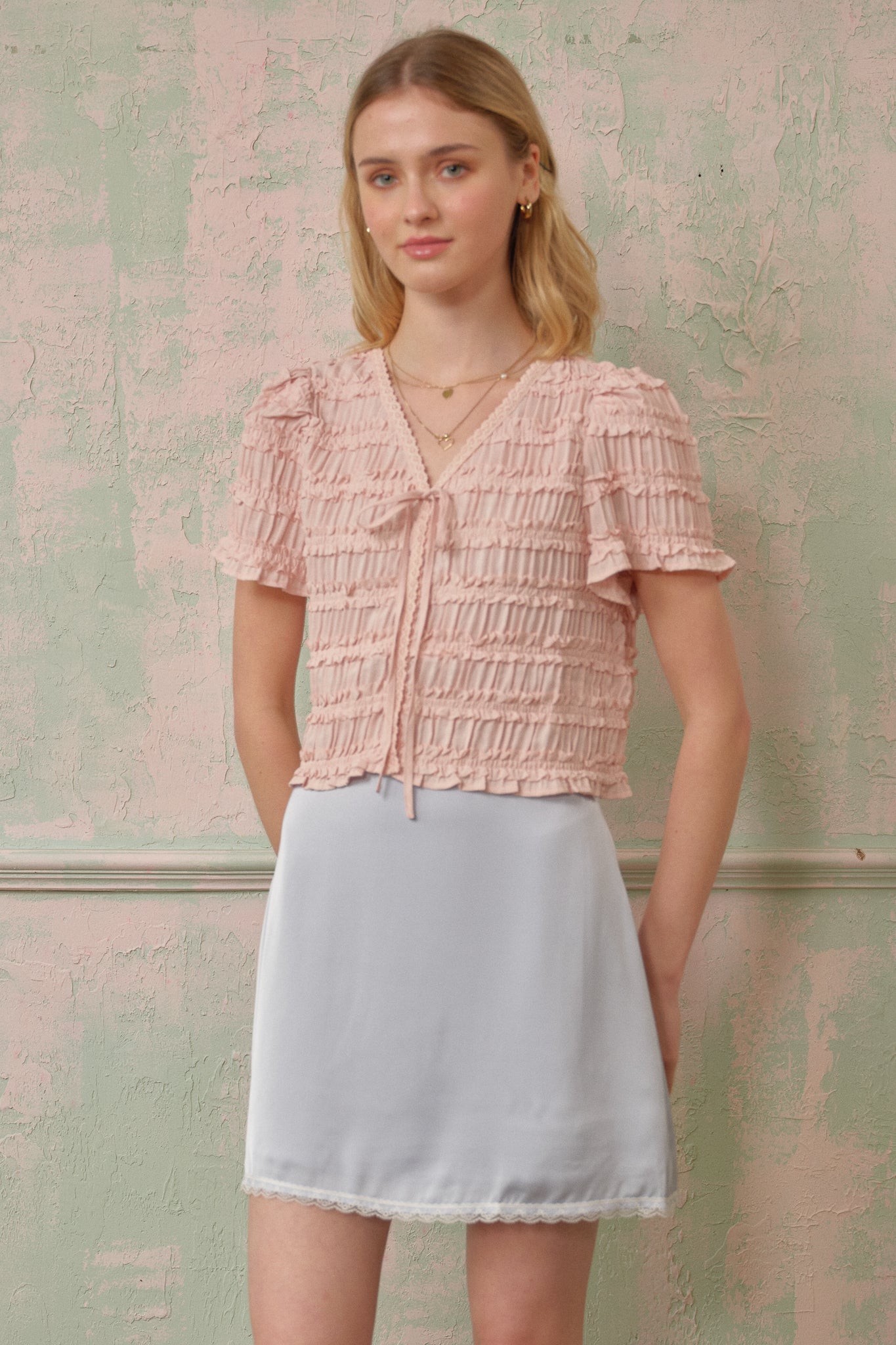 RP2690 - Soft Blush Textured Crop Top (2S-2M-2L)