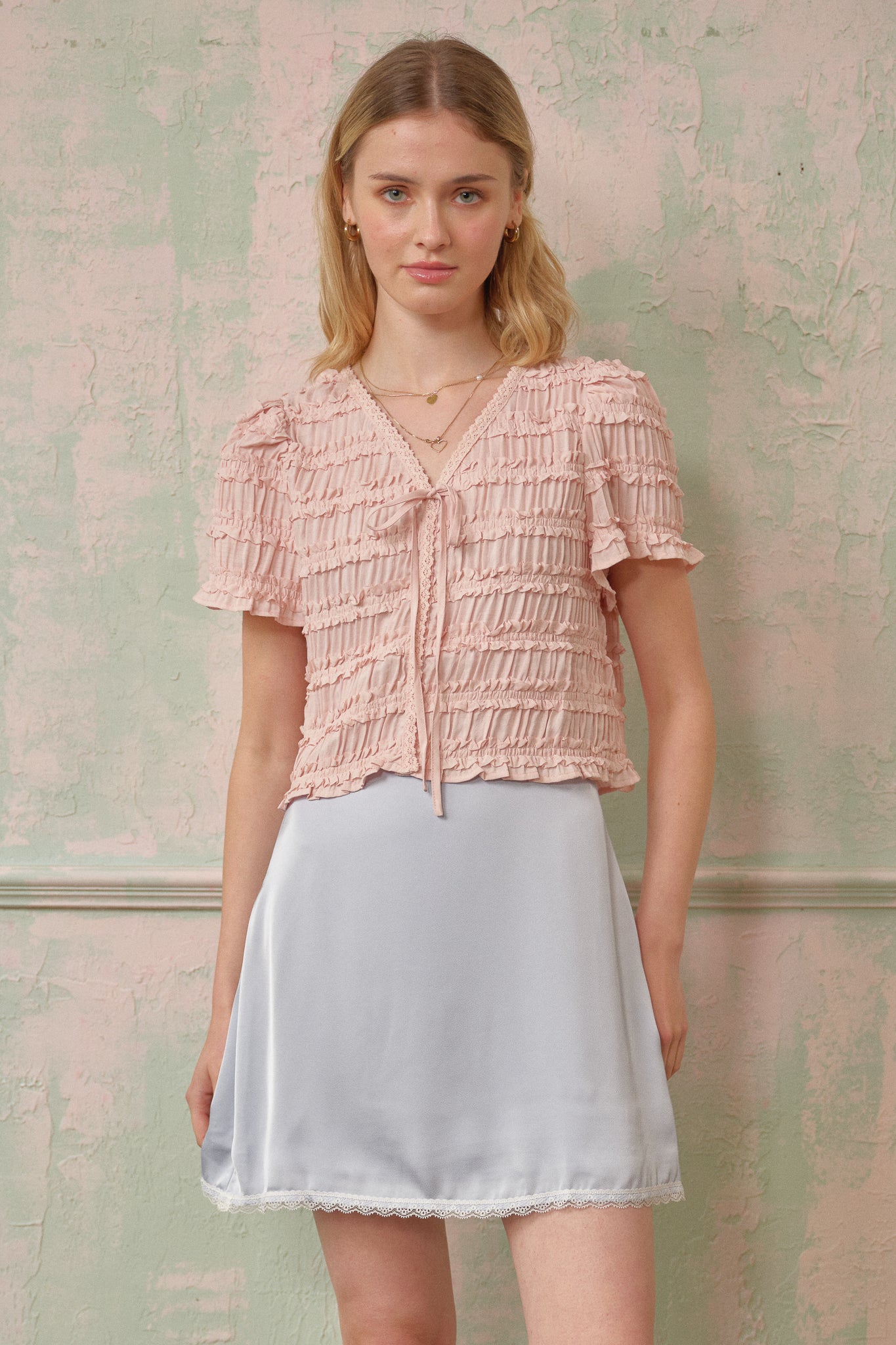 RP2690 - Soft Blush Textured Crop Top (2S-2M-2L)