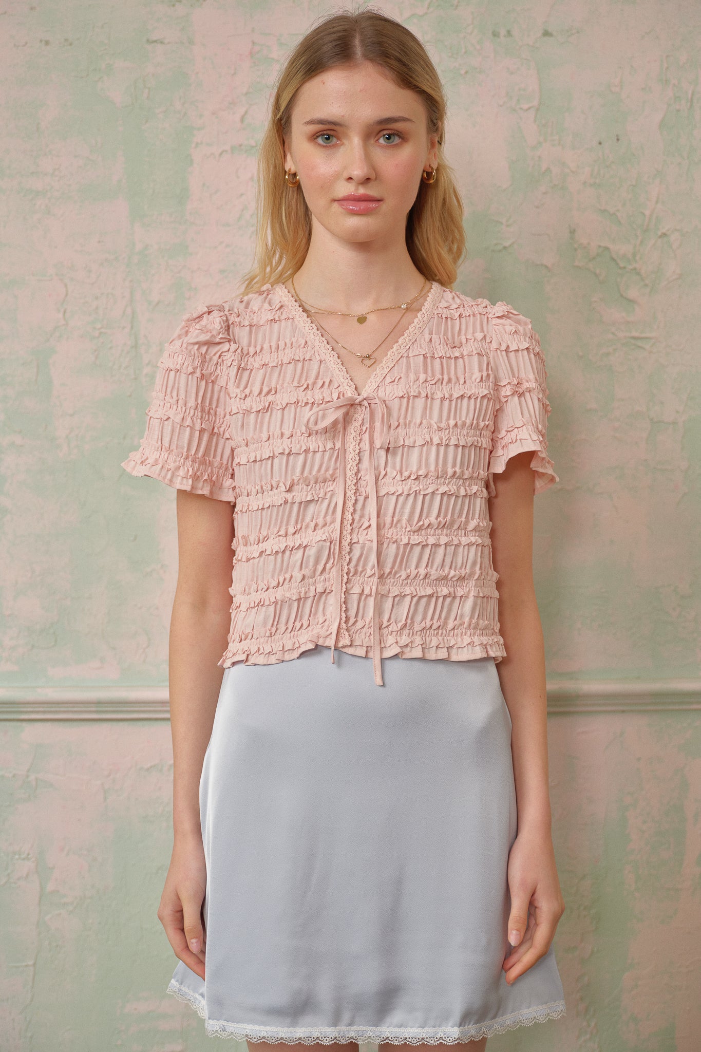 RP2690 - Soft Blush Textured Crop Top (2S-2M-2L)