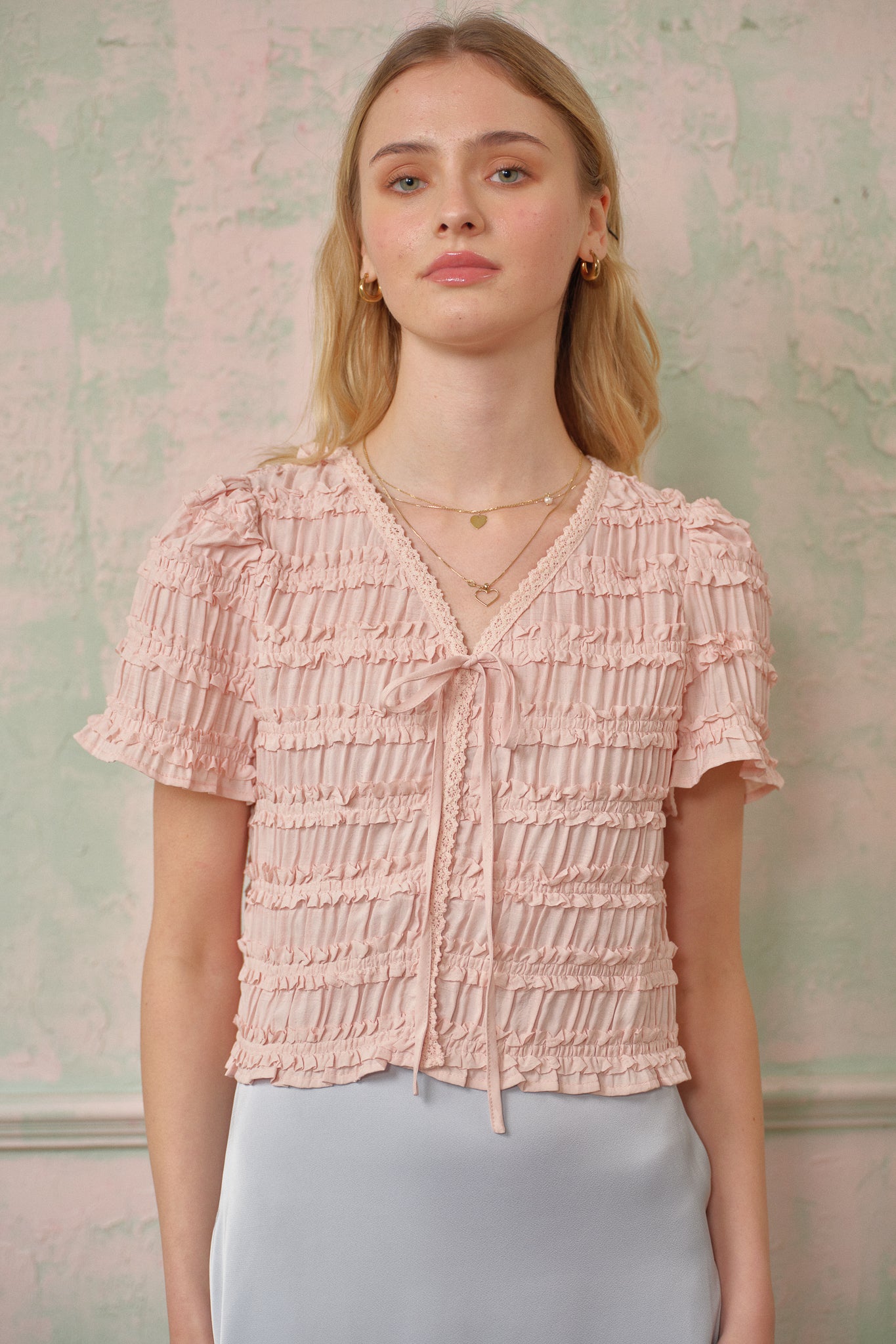 RP2690 - Soft Blush Textured Crop Top (2S-2M-2L)