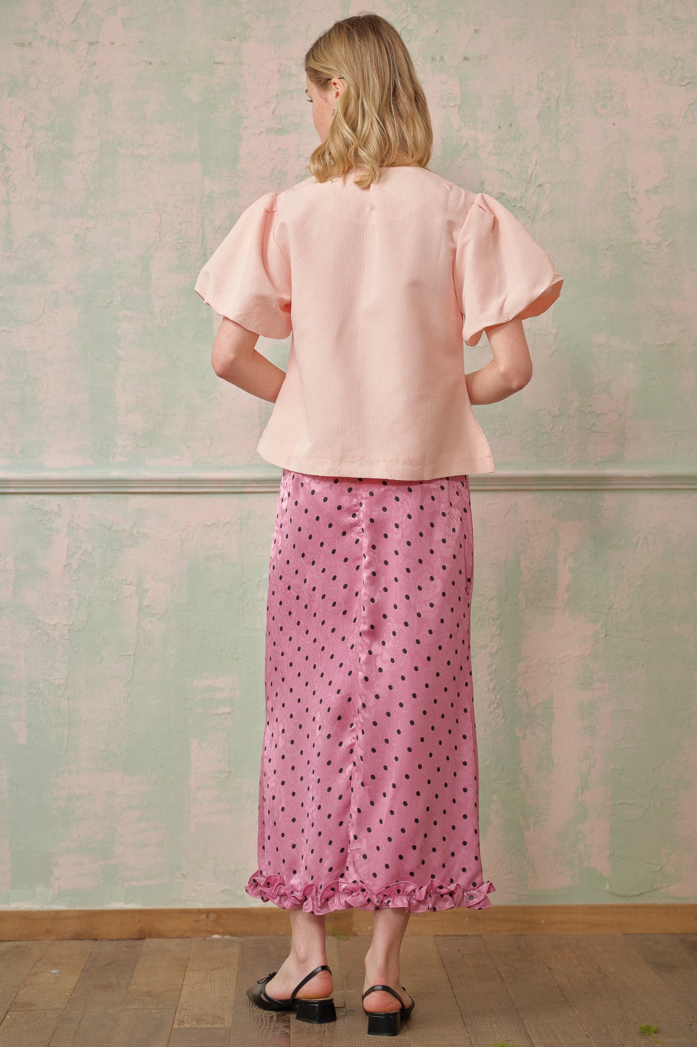 RP2701 - Soft Pink Puff-Sleeve Statement Top (2S-2M-2L)