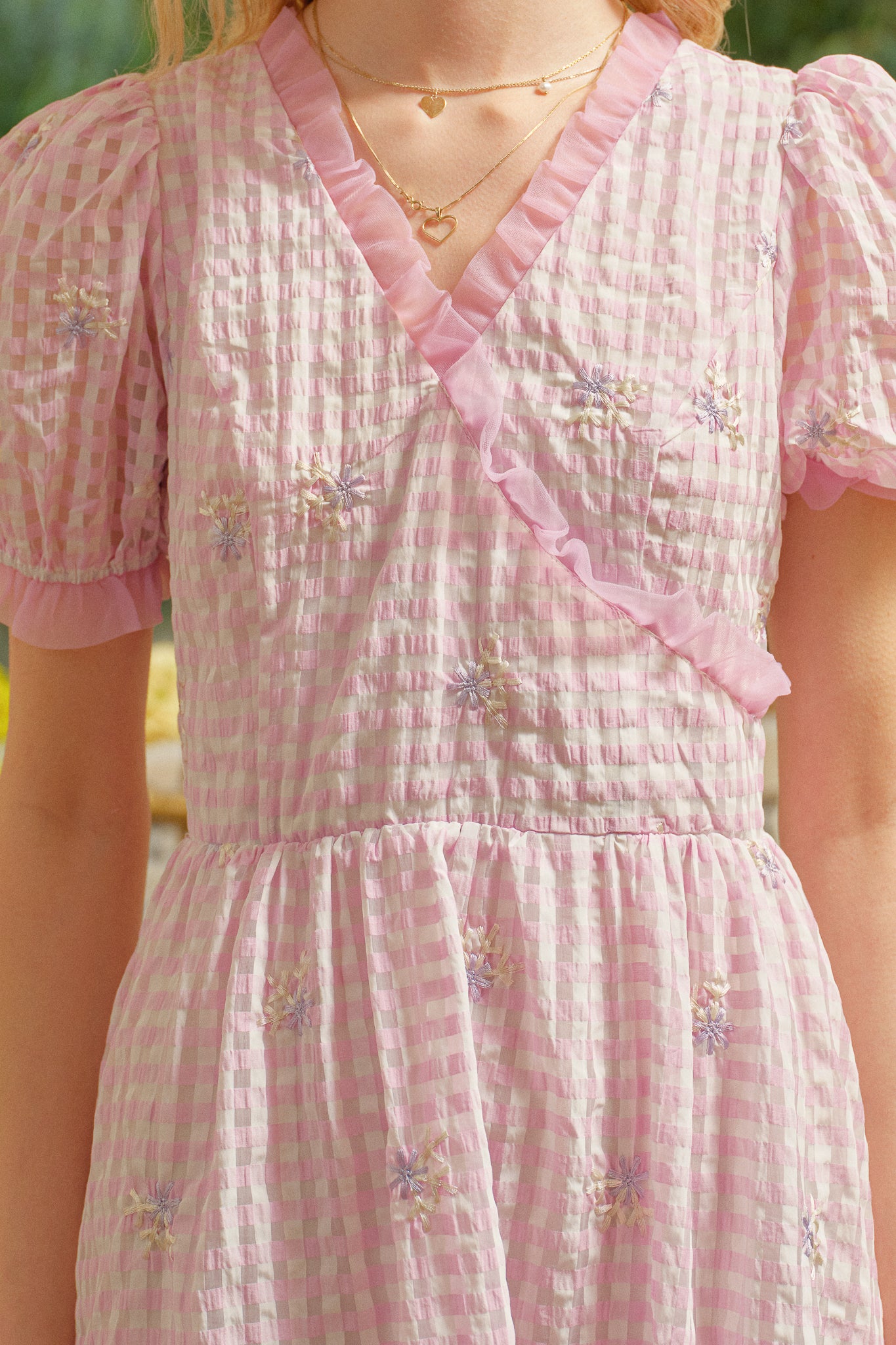 RP2728 - Floral Embroidered Gingham Dress (2S-2M-2L)